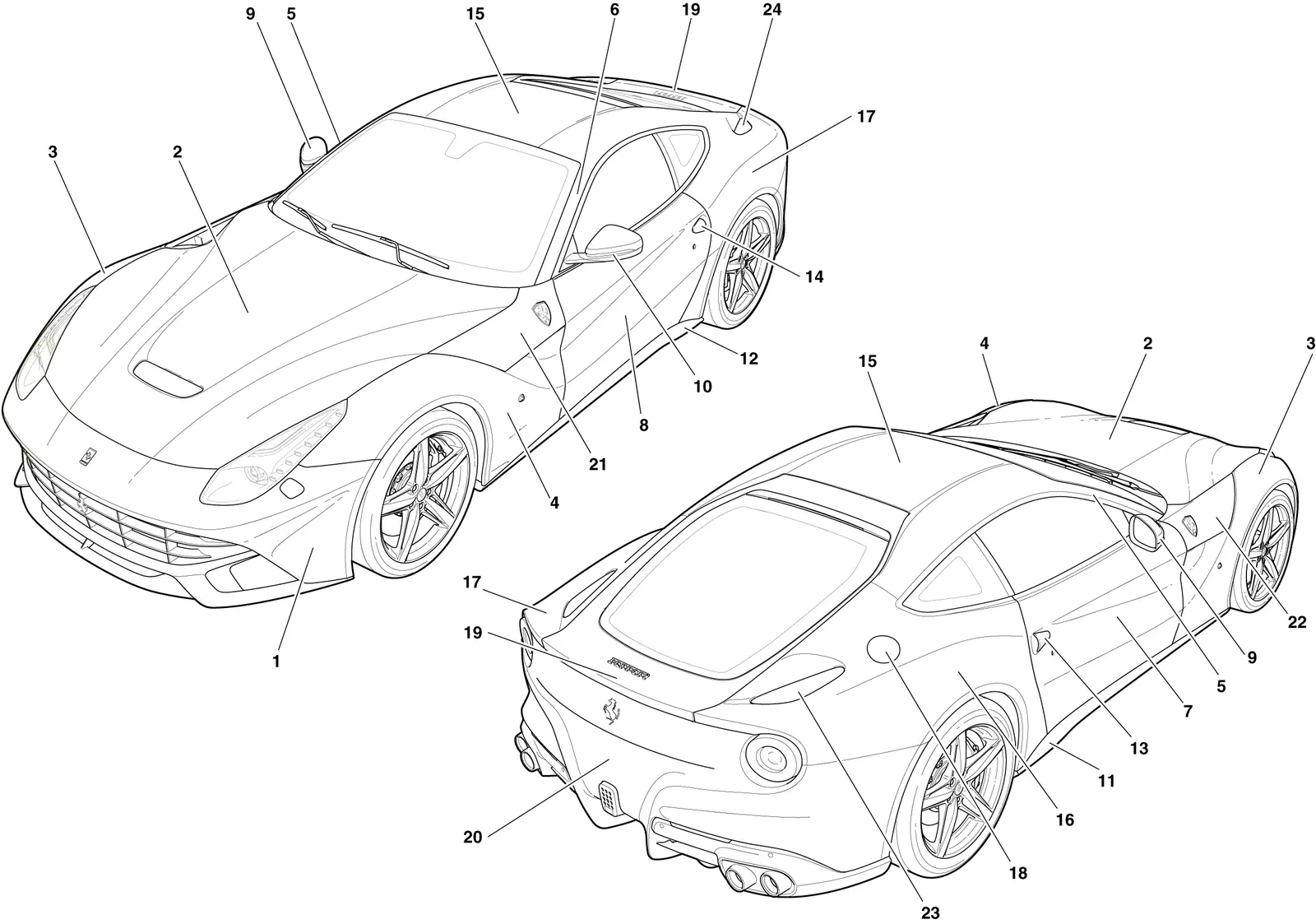Ferrari F12 Berlinetta PAINTING -Applicable for S.T. Schedule only- exploded diagram