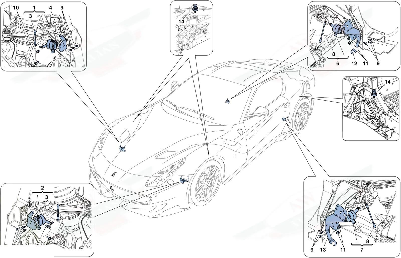 Ferrari F12tdf ELECTRONIC MANAGEMENT (SUSPENSION) exploded diagram