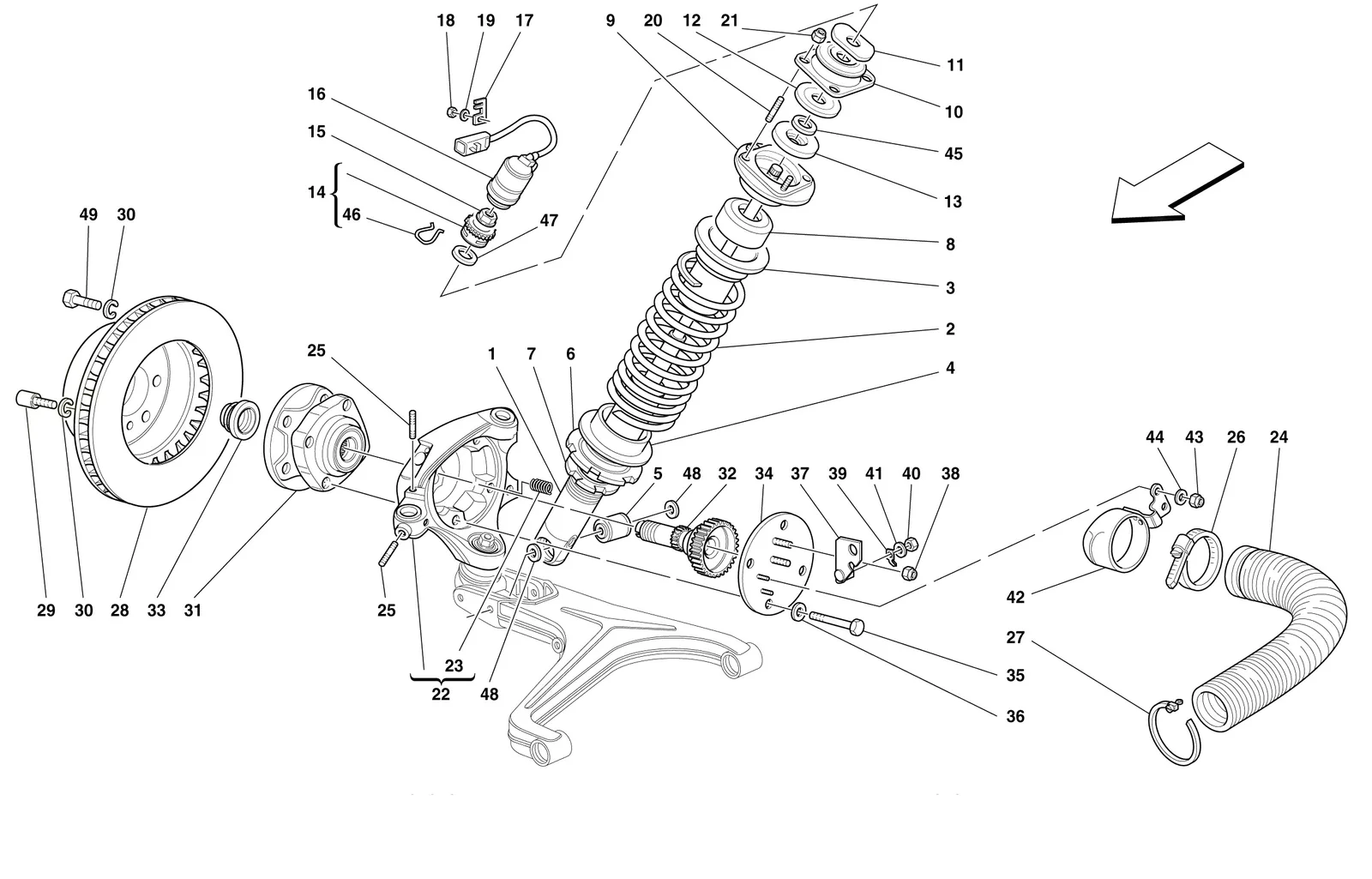 Front Suspension - Shock Absorber And Brake Disc