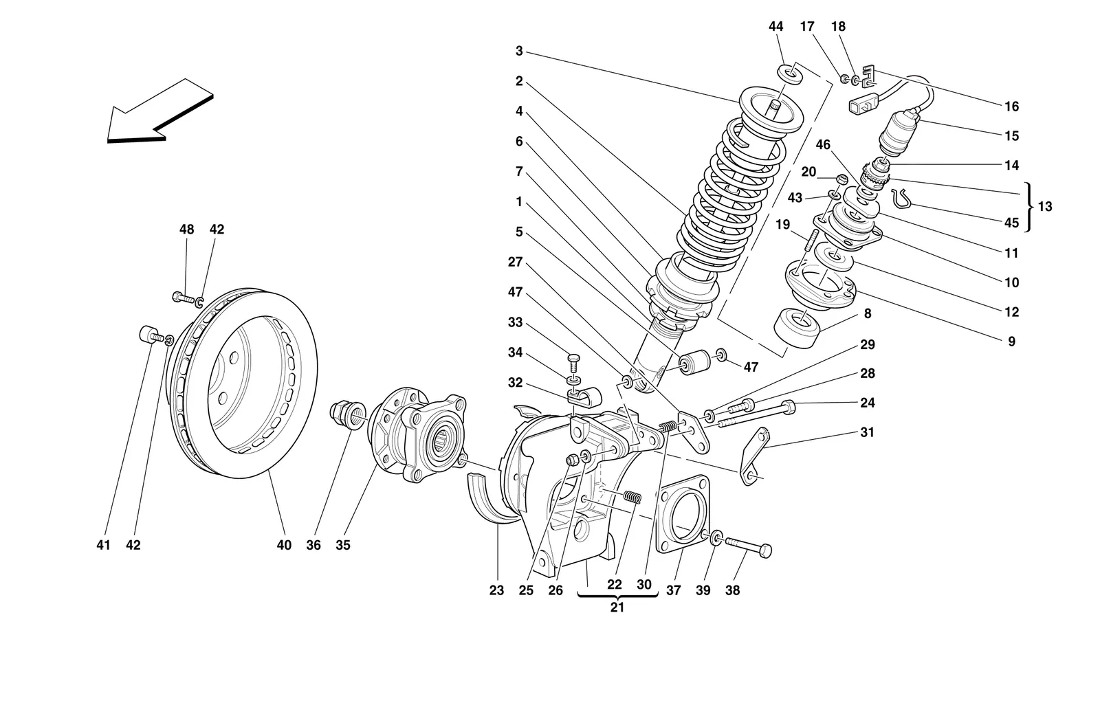 Rear Suspension - Shock Absorber And Brake Disc