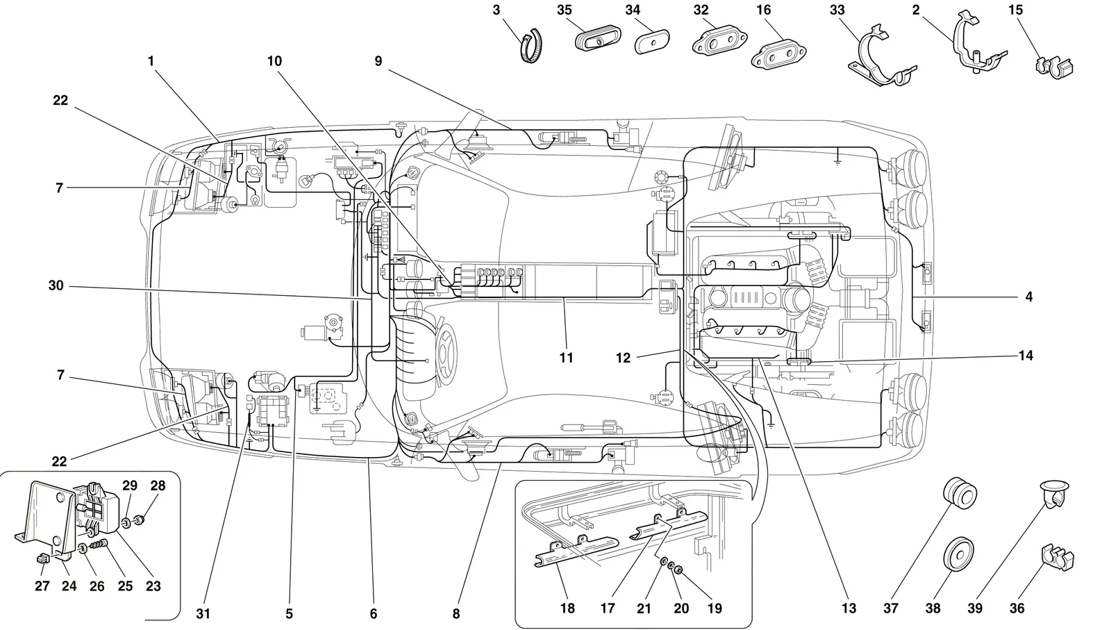 Ferrari F355 B/GTS/Spider Mo. 5.2 / ABS Bosch  F1 Electrical System -Not For Abs Bosch And 355 F1 Cars- exploded diagram
