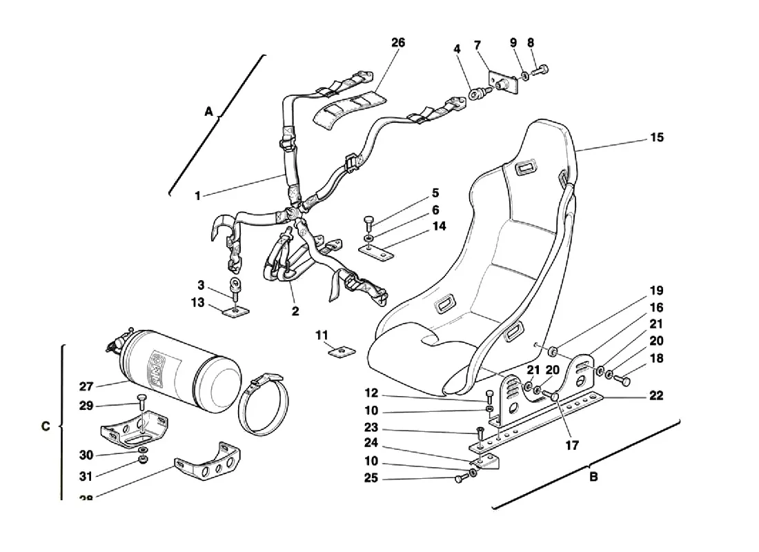 Seat Safety Belts - Seat - Fire Extinguisher