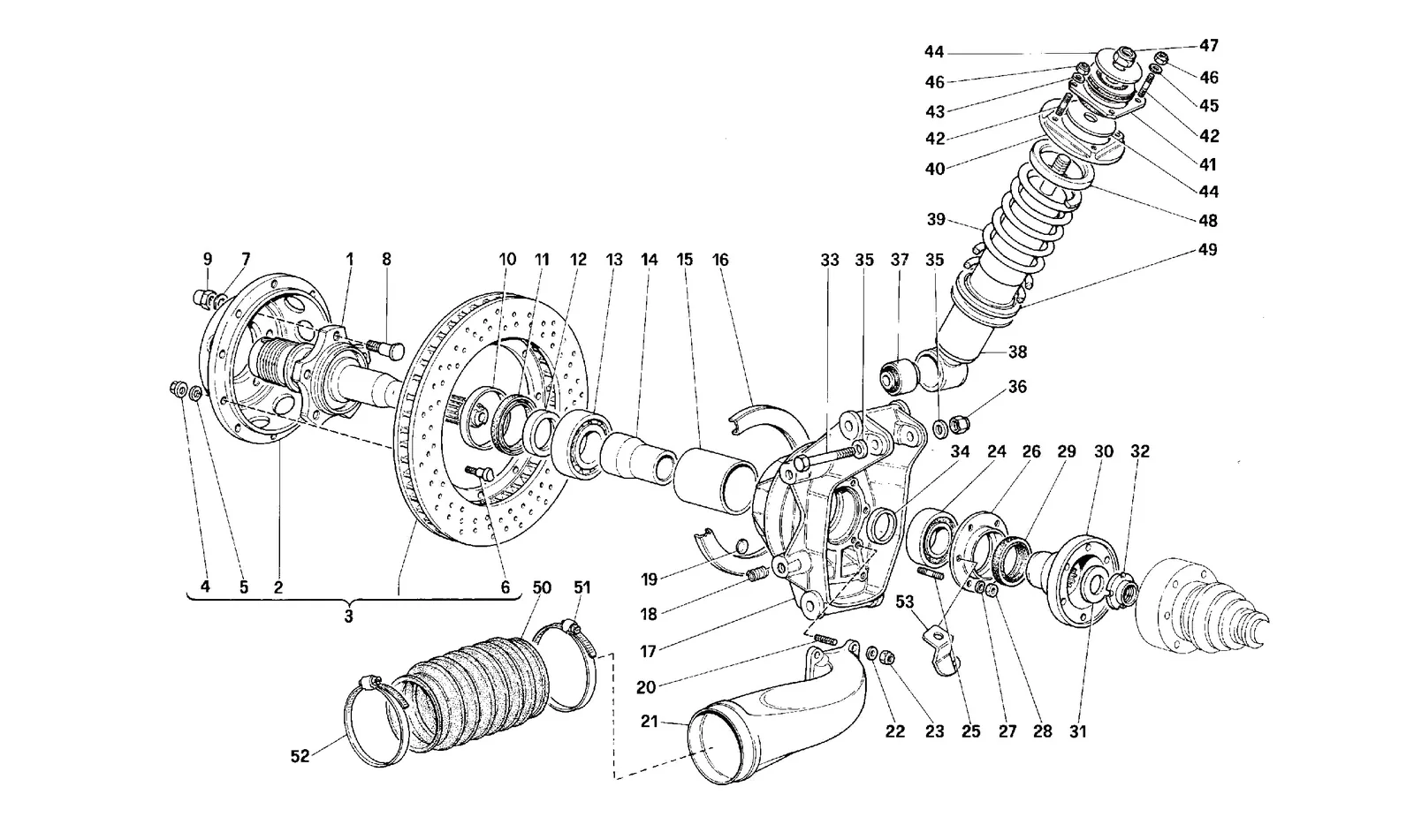 Rear Suspension - Shock Absorber And Brake Disc