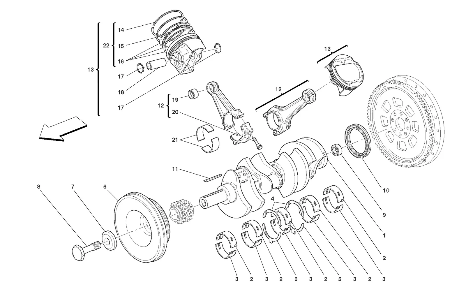 Driving Shaft - Connecting Rods And Pistons