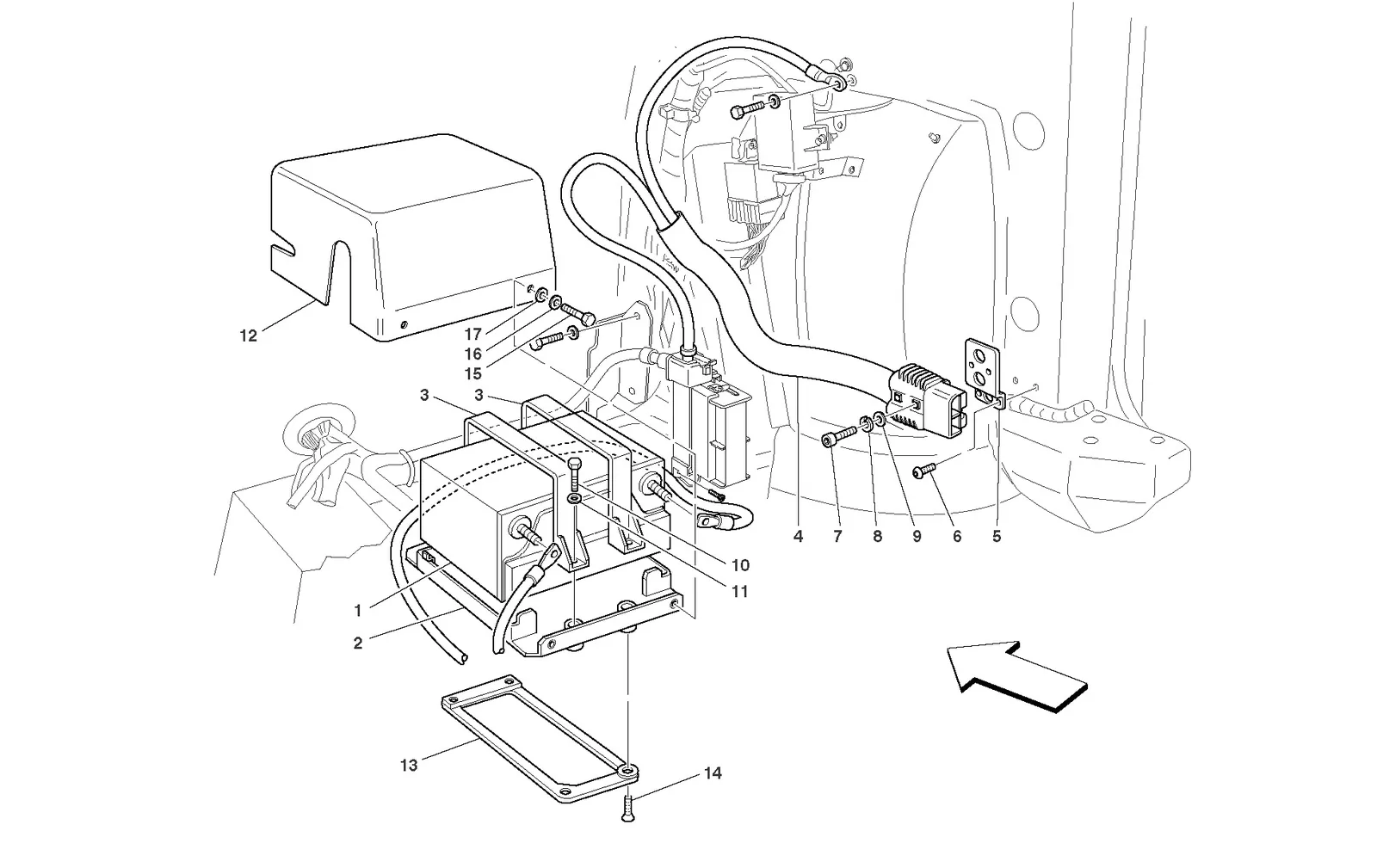 Ferrari F430 Challenge Battery exploded diagram
