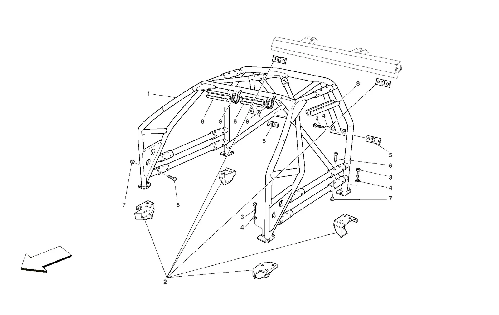 Ferrari F430 Challenge Roll-Bar exploded diagram