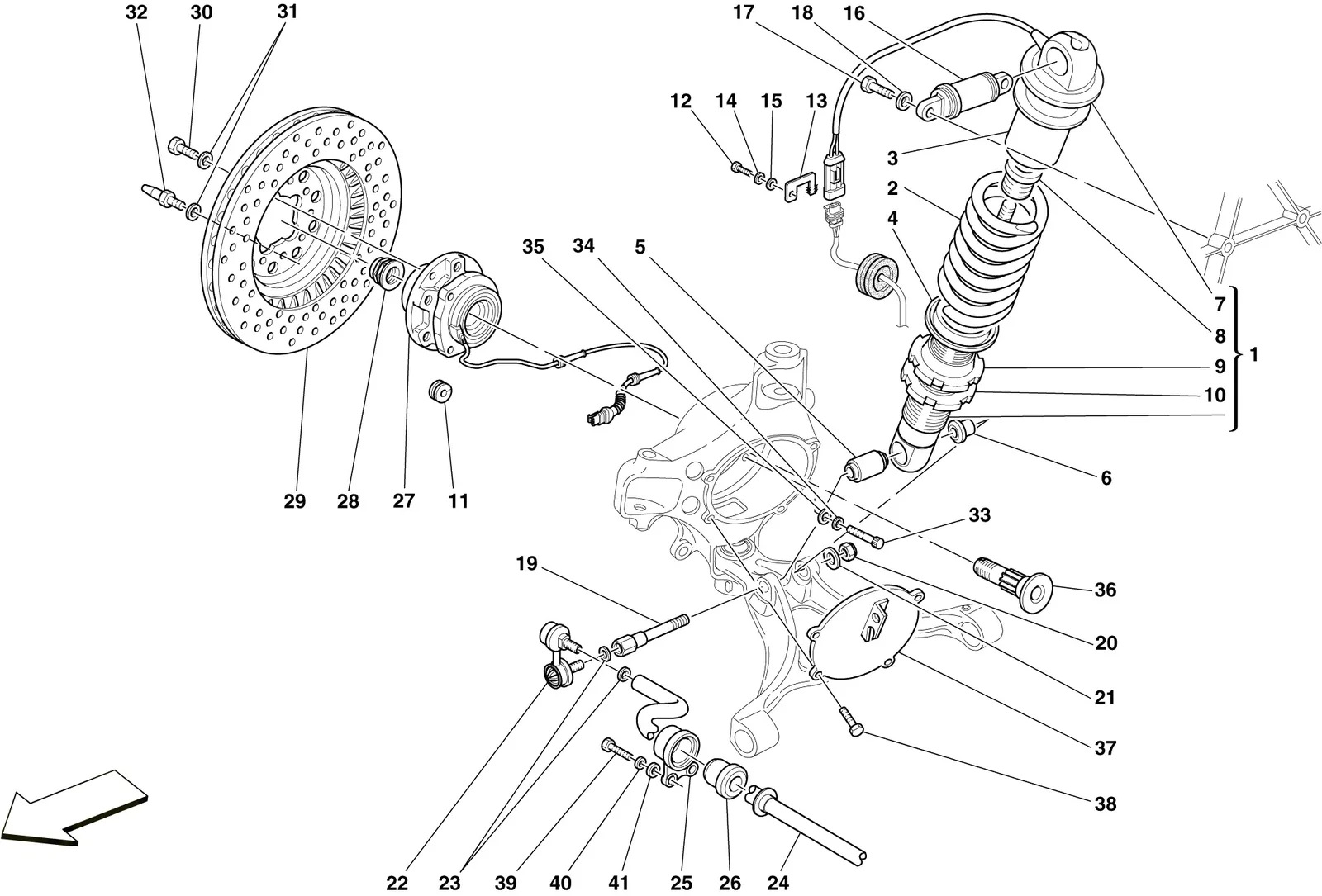 Front Suspension - Shock Absorber And Brake Disc