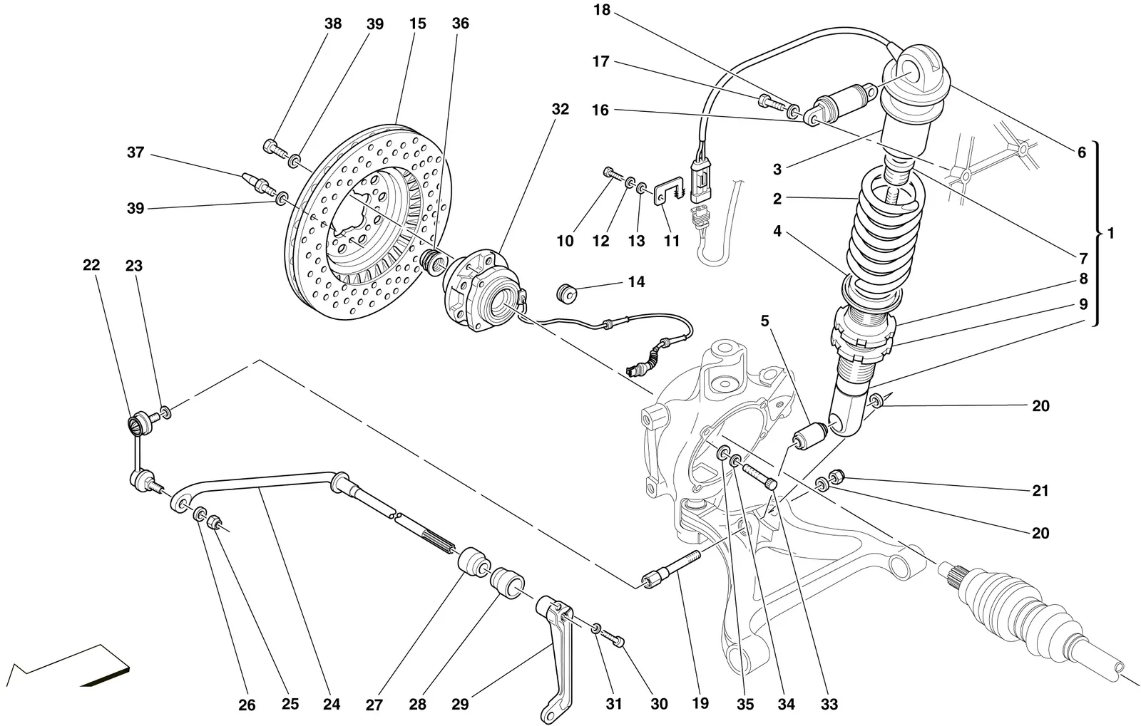 Rear Suspension - Shock Absorber And Brake Disc