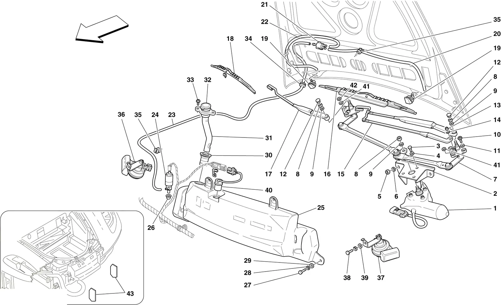 Windscreen Wiper, Windscreen Washer And Horns