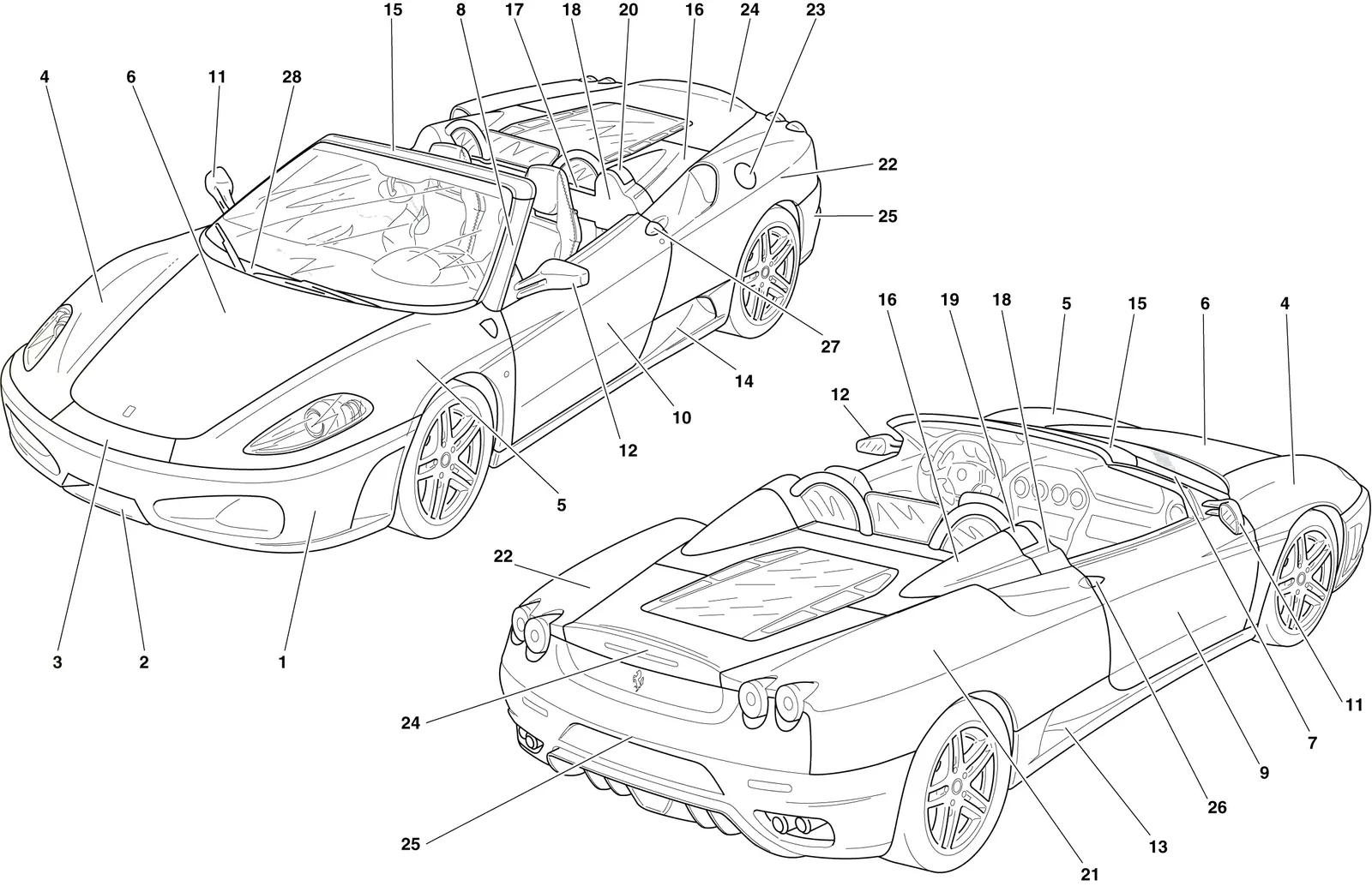 Ferrari F430 Spider Painting -Applicable Only For S.T. Schedule- exploded diagram