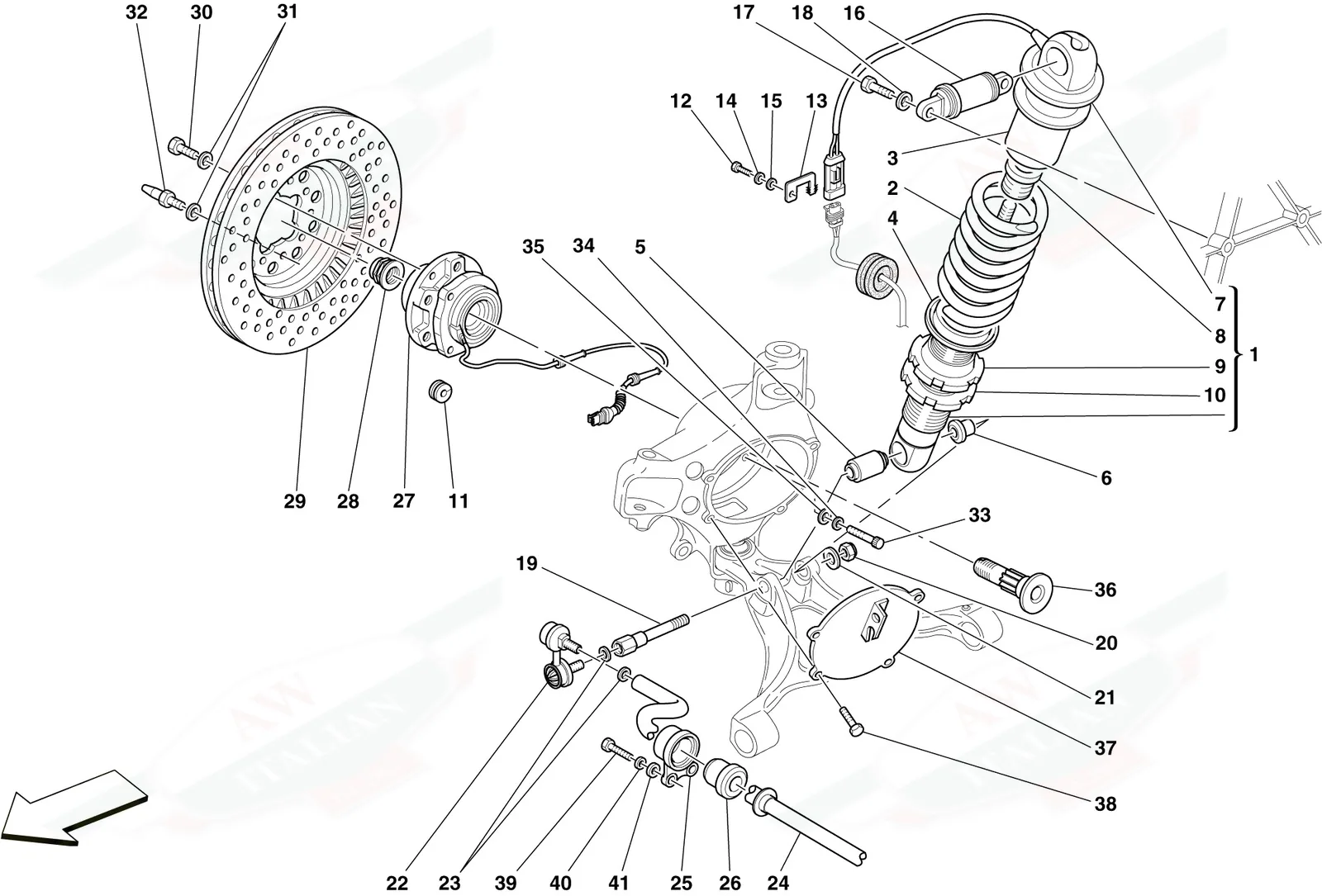 Front Suspension - Shock Absorber And Brake Disc