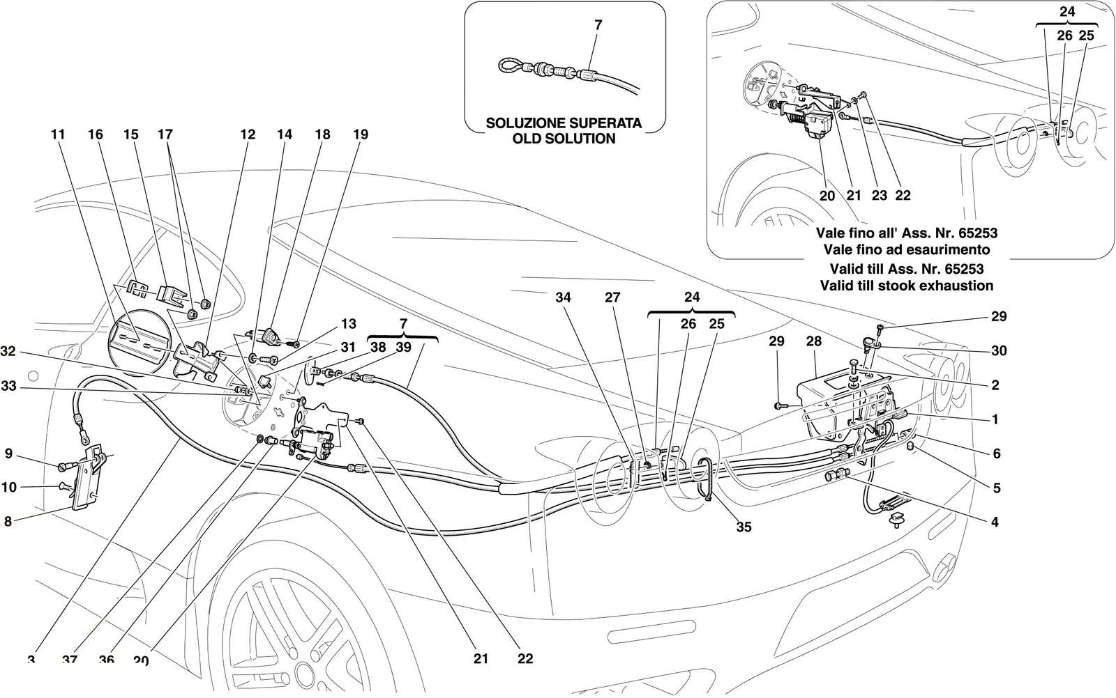 Engine Compartment Lid And Fuel Filler Flap Opening Mechanisms