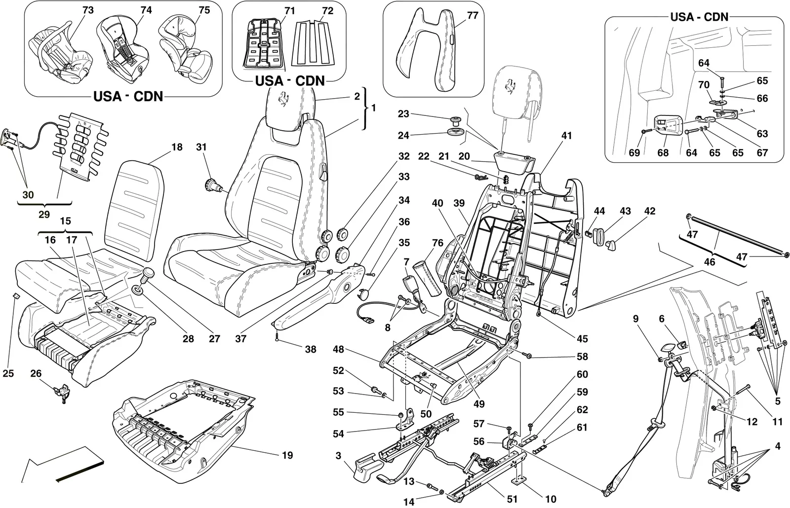 Manual Front Seat - Seat Belts