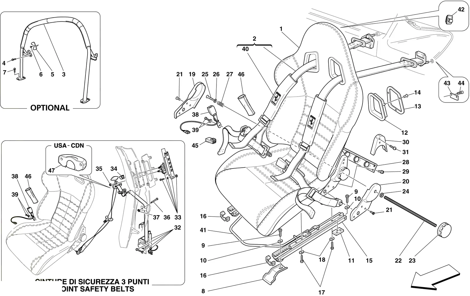 Racing Seat-4 Point Seat Harness-Rollbar -Optional- -Sparco-
