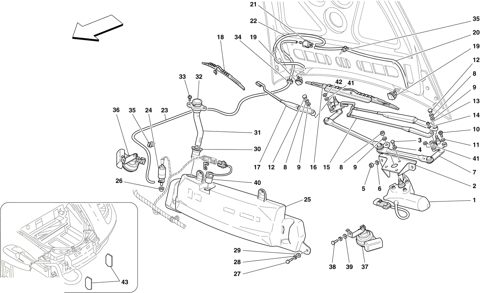 Windscreen Wiper, Windscreen Washer And Horns