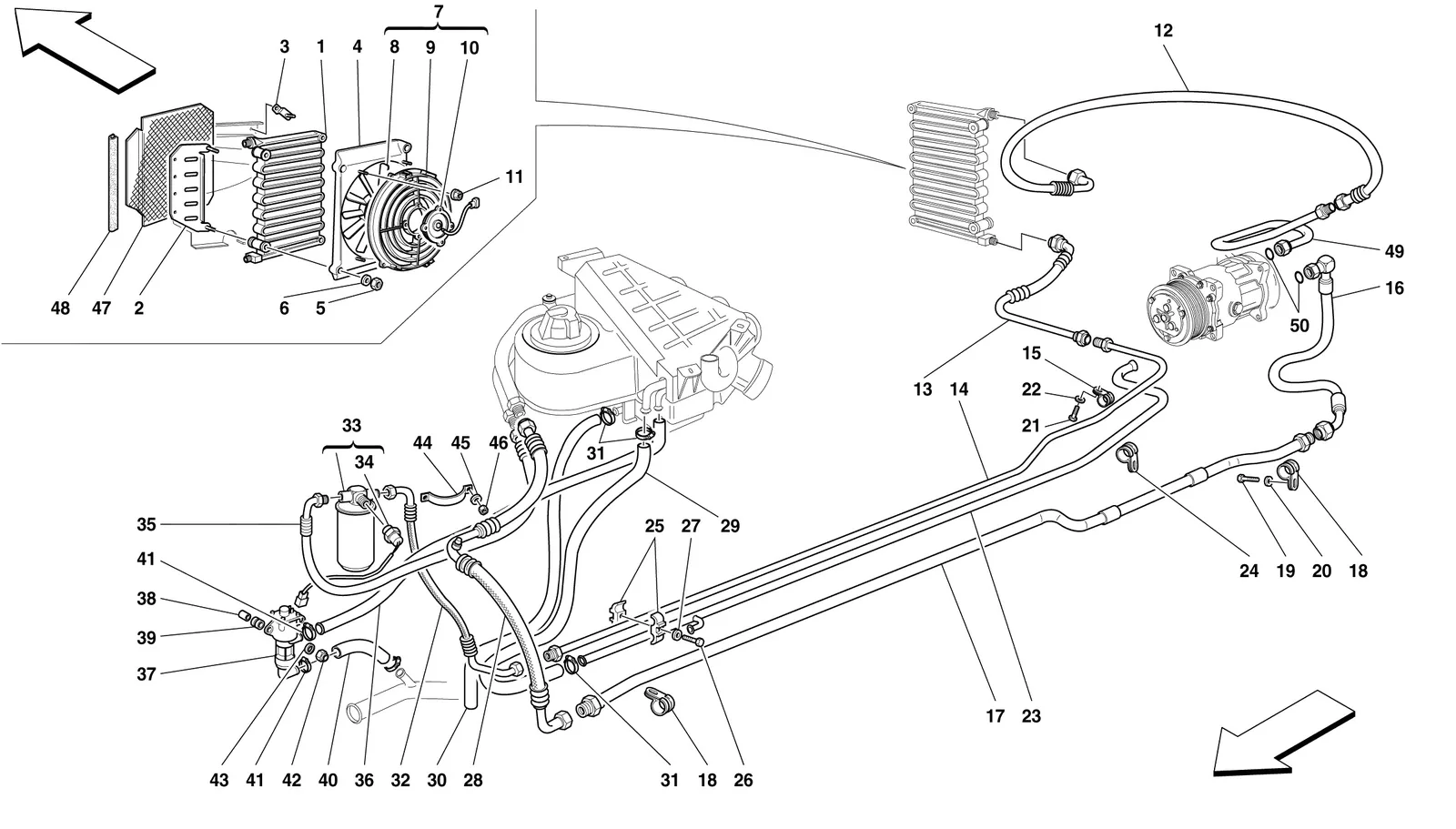 Ferrari F50 Air Conditioning System exploded diagram