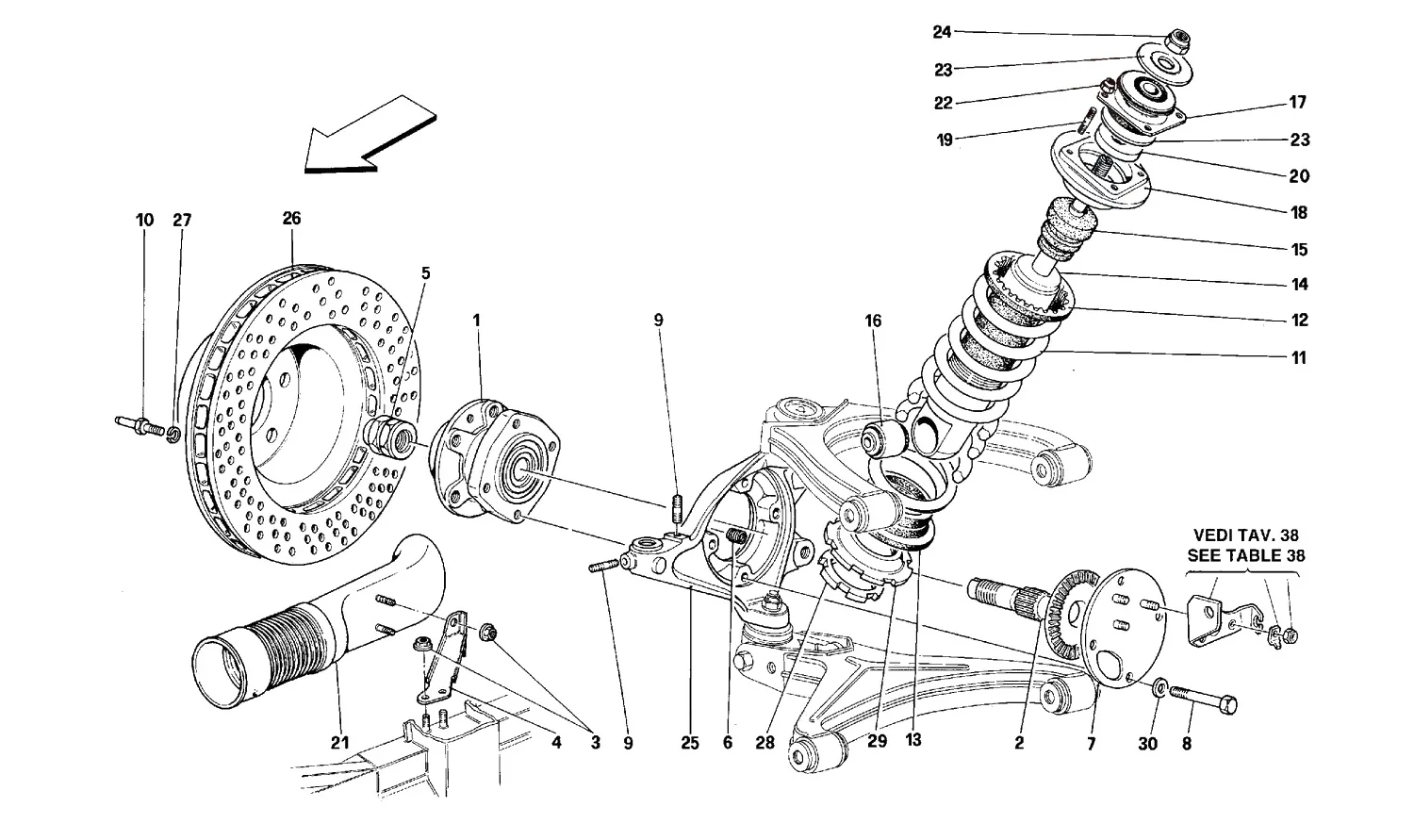 Front Suspension - Shock Absorber And Brake Disc