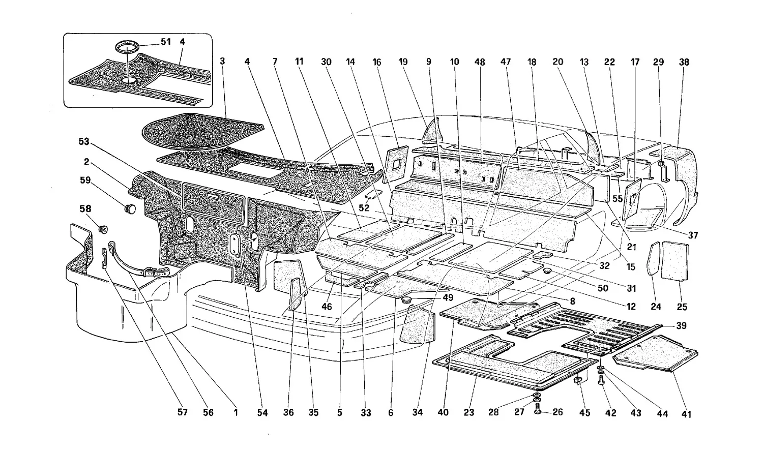 Carpet For Luggage Compartment And Insulation Panels