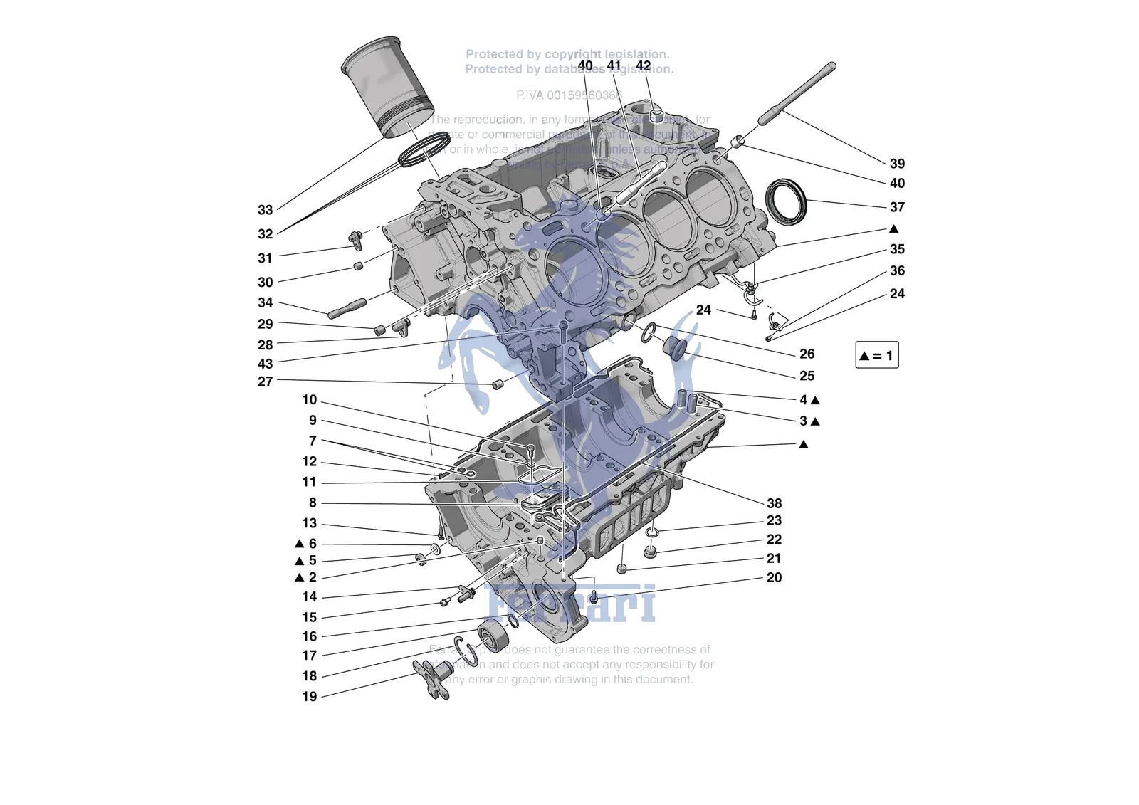 Ferrari F8 Spider [ENGINE] - B.1 - CRANKCASE exploded diagram