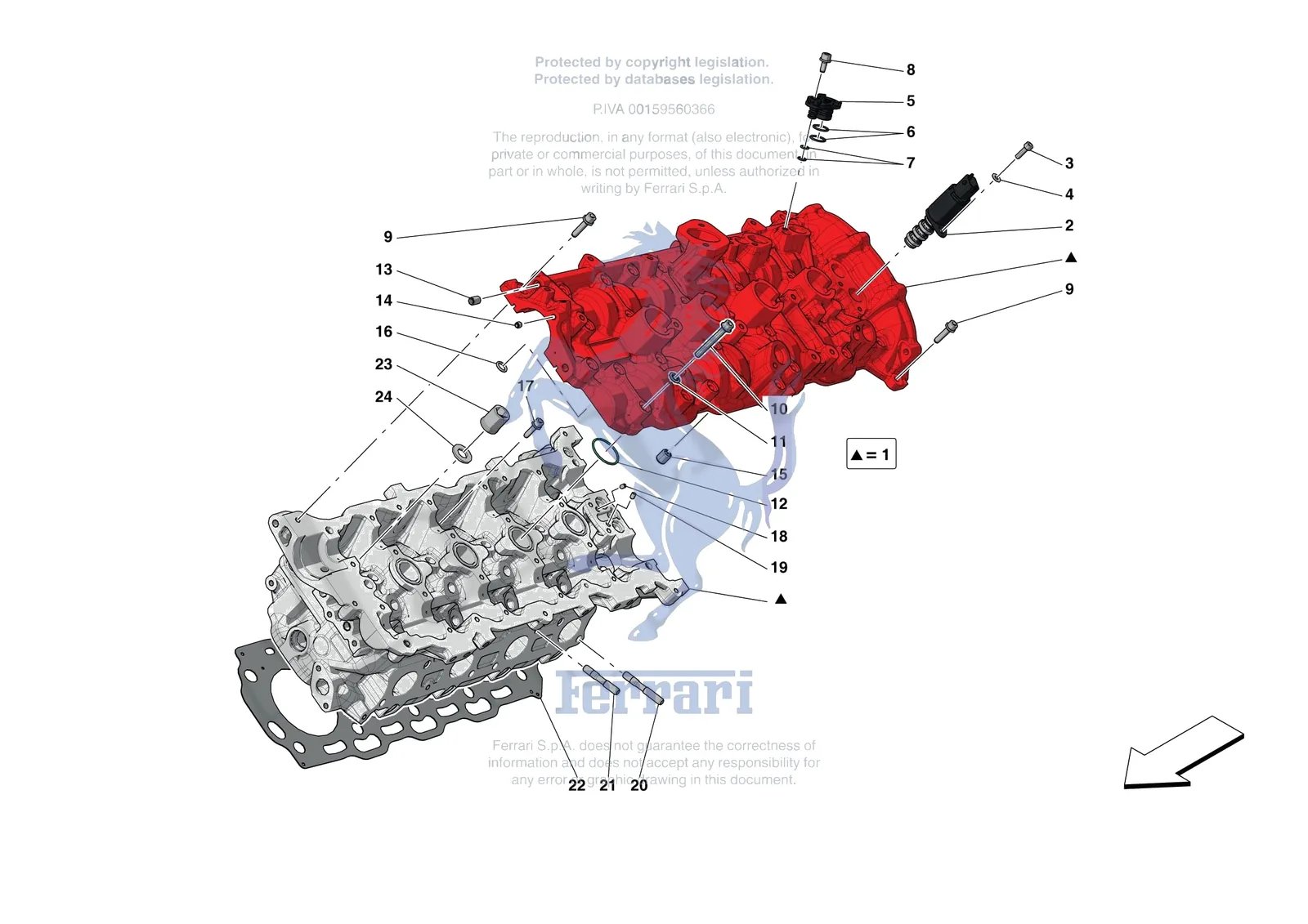 Ferrari F8 Spider [ENGINE] - B.08.02 - CYLINDER HEADS - LH HEAD exploded diagram