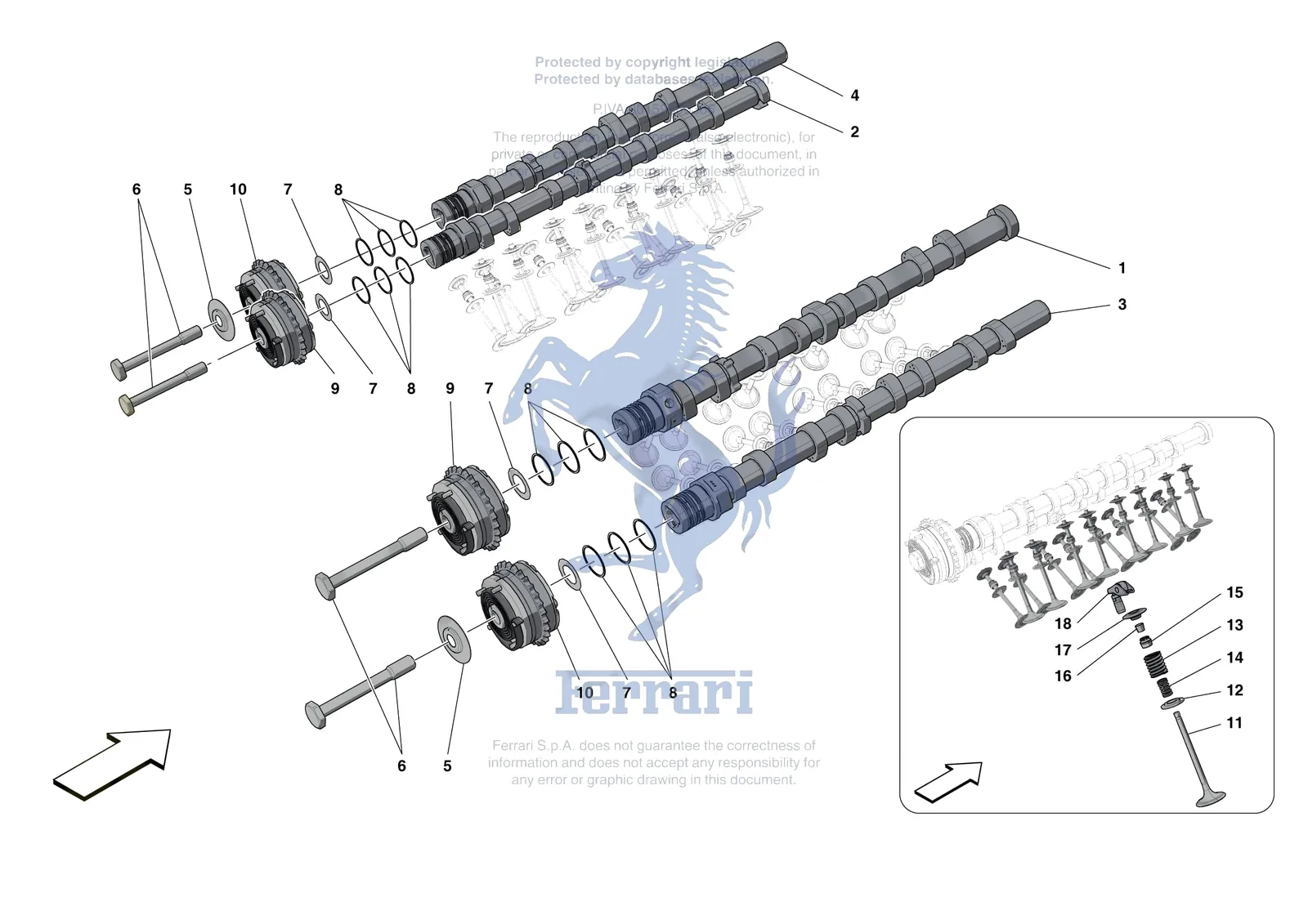 Ferrari F8 Spider [ENGINE] - B.08.03 - CYLINDER HEADS - TIMING exploded diagram