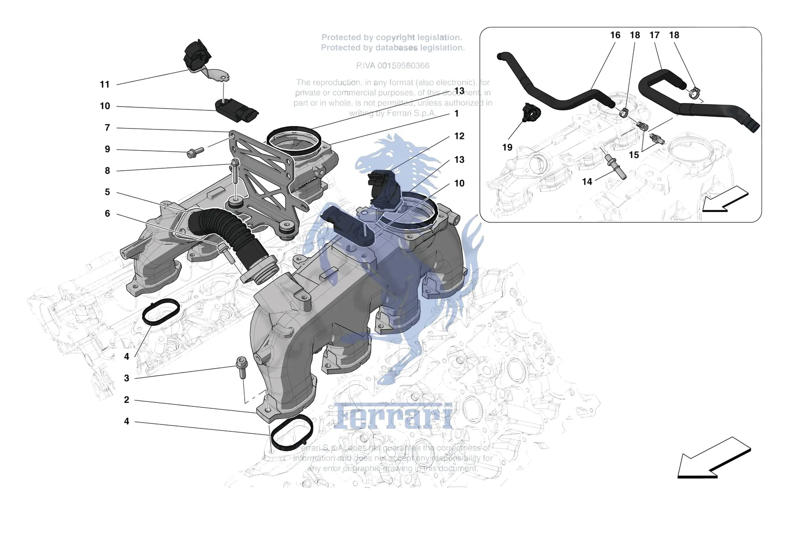 Ferrari F8 Spider [ENGINE] - B.14 - ENGINE INTAKE DUCT exploded diagram