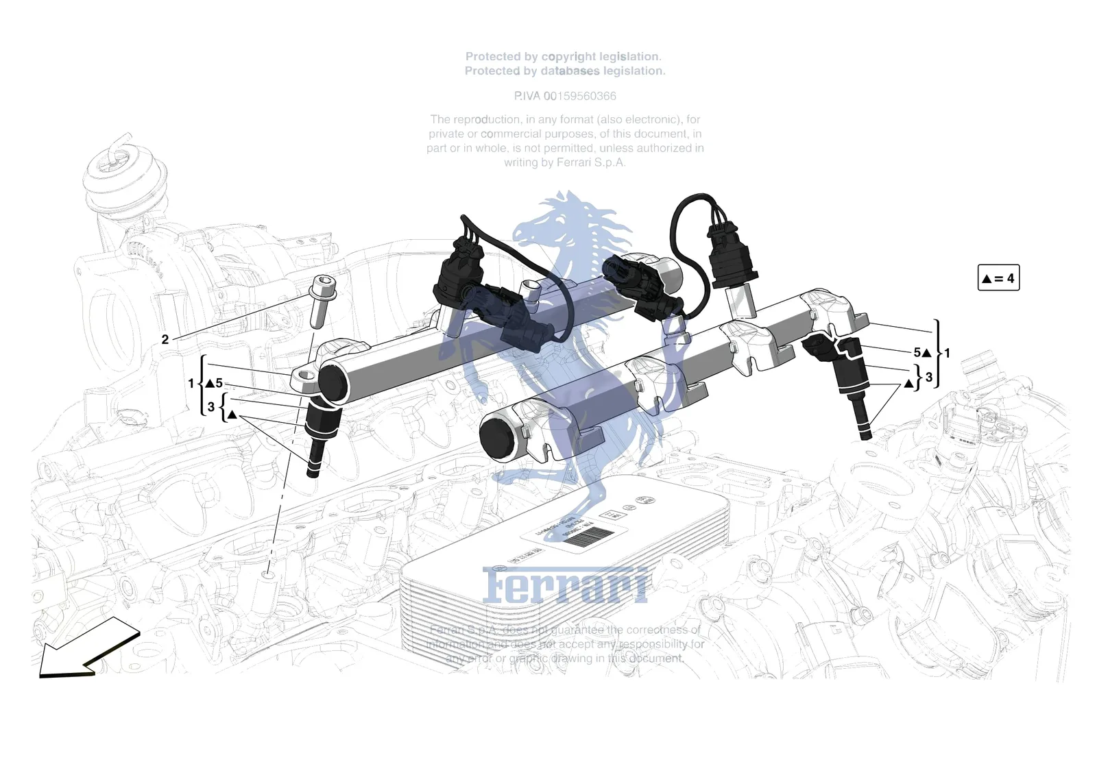 Ferrari F8 Spider [ENGINE] - B.17 - INJECTOR PIPES exploded diagram