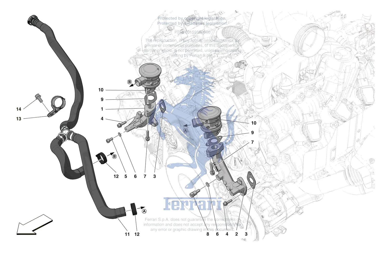 Ferrari F8 Spider [ENGINE] - B.20 - EMISSIONS CONTROL SYSTEM PIPES AND VALVES exploded diagram