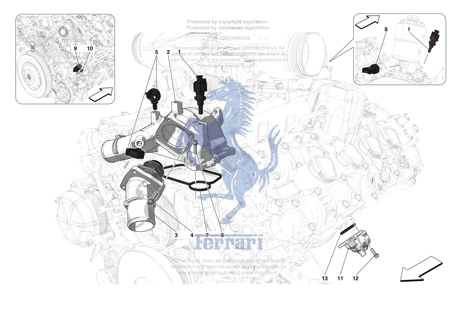 Ferrari F8 Spider [ENGINE] - B.27 - ENGINE TEMPERATURE AND PRESSURE REGULATORS exploded diagram