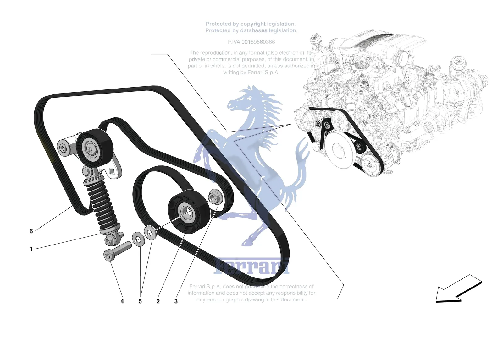 Ferrari F8 Spider [ENGINE] - B.33 - ALTERNATOR DRIVE exploded diagram