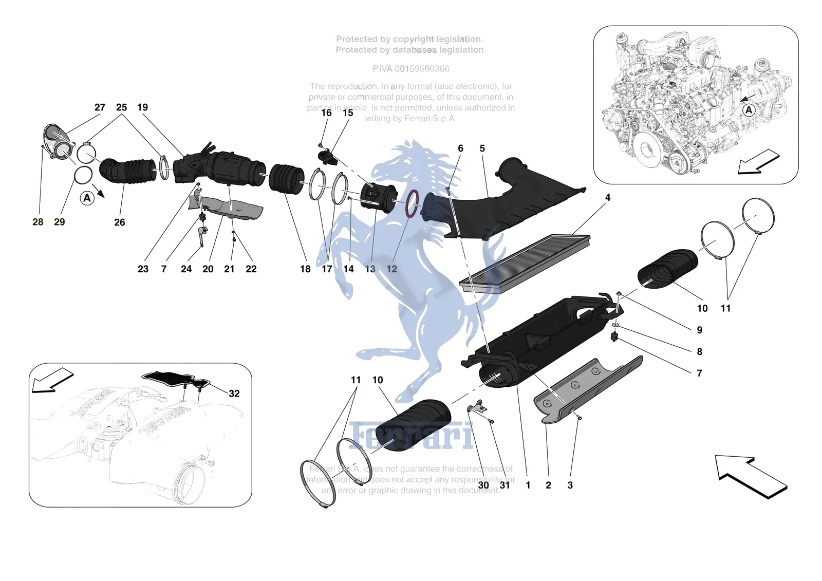 Ferrari F8 Spider [MECHANICAL SYSTEM] - D.04.01 - AIR FILTER AIR INTAKE AND DUCTS exploded diagram