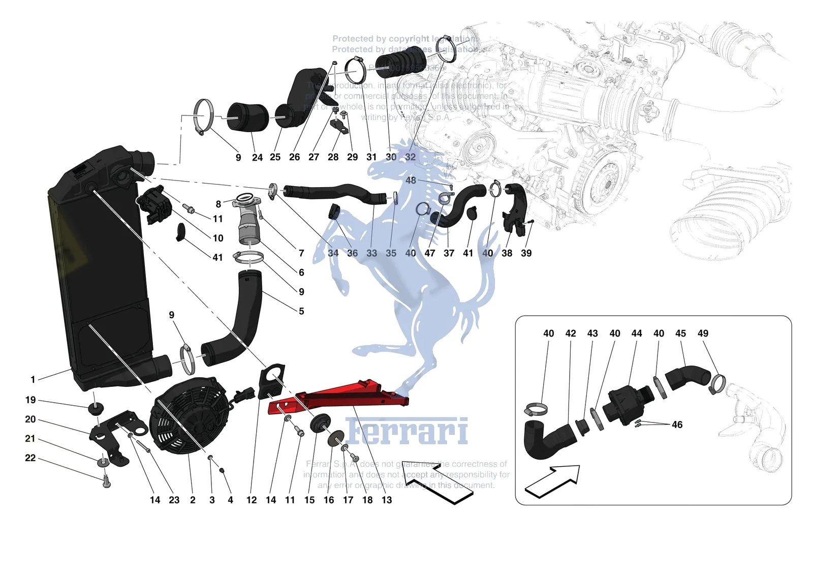 Ferrari F8 Spider [MECHANICAL SYSTEM] - D.04.02 - INTERCOOLER exploded diagram