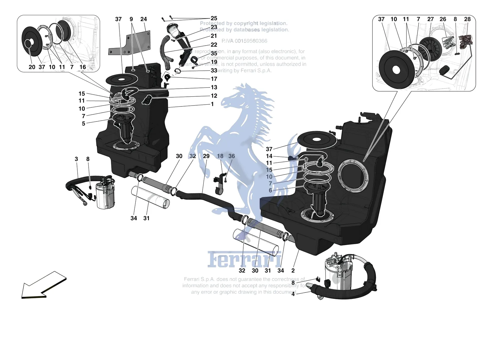 Ferrari F8 Spider [MECHANICAL SYSTEM] - D.11 - FUEL TANK exploded diagram