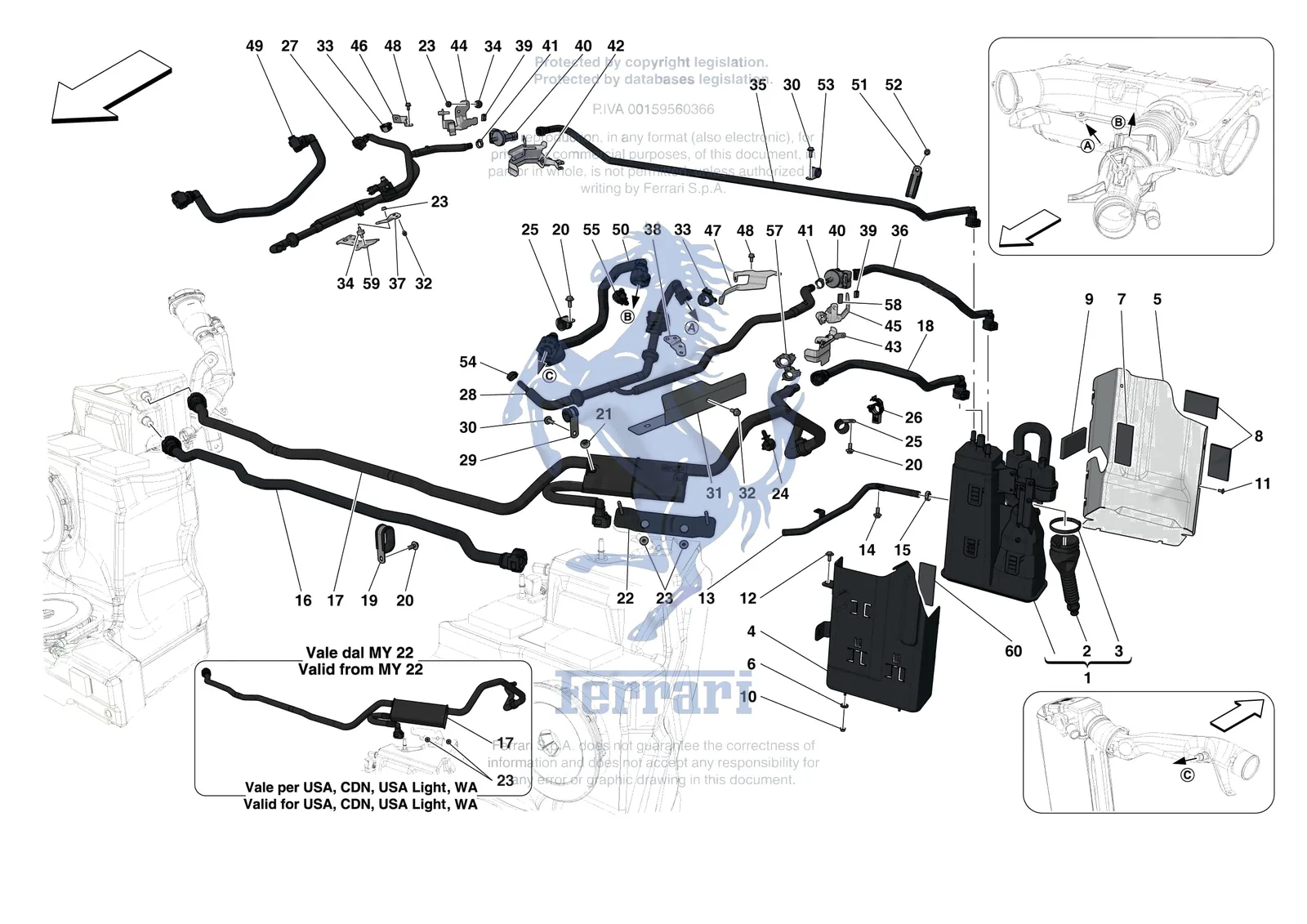 Ferrari F8 Spider [MECHANICAL SYSTEM] - D.13 - EVAPORATIVE EMISSIONS CONTROL SYSTEM exploded diagram