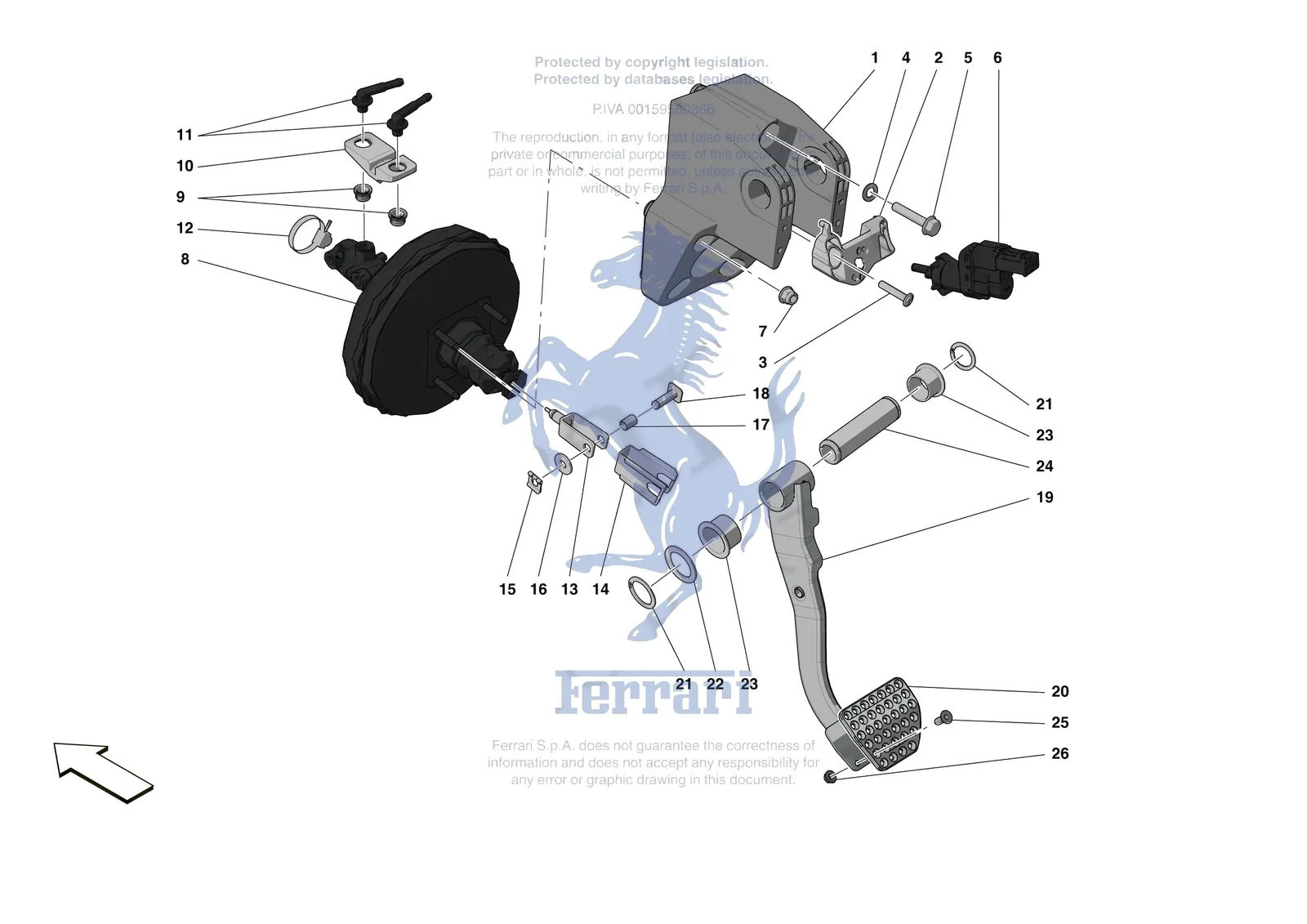 Ferrari F8 Spider [MECHANICAL SYSTEM] - D.20 - PEDAL BOARD exploded diagram