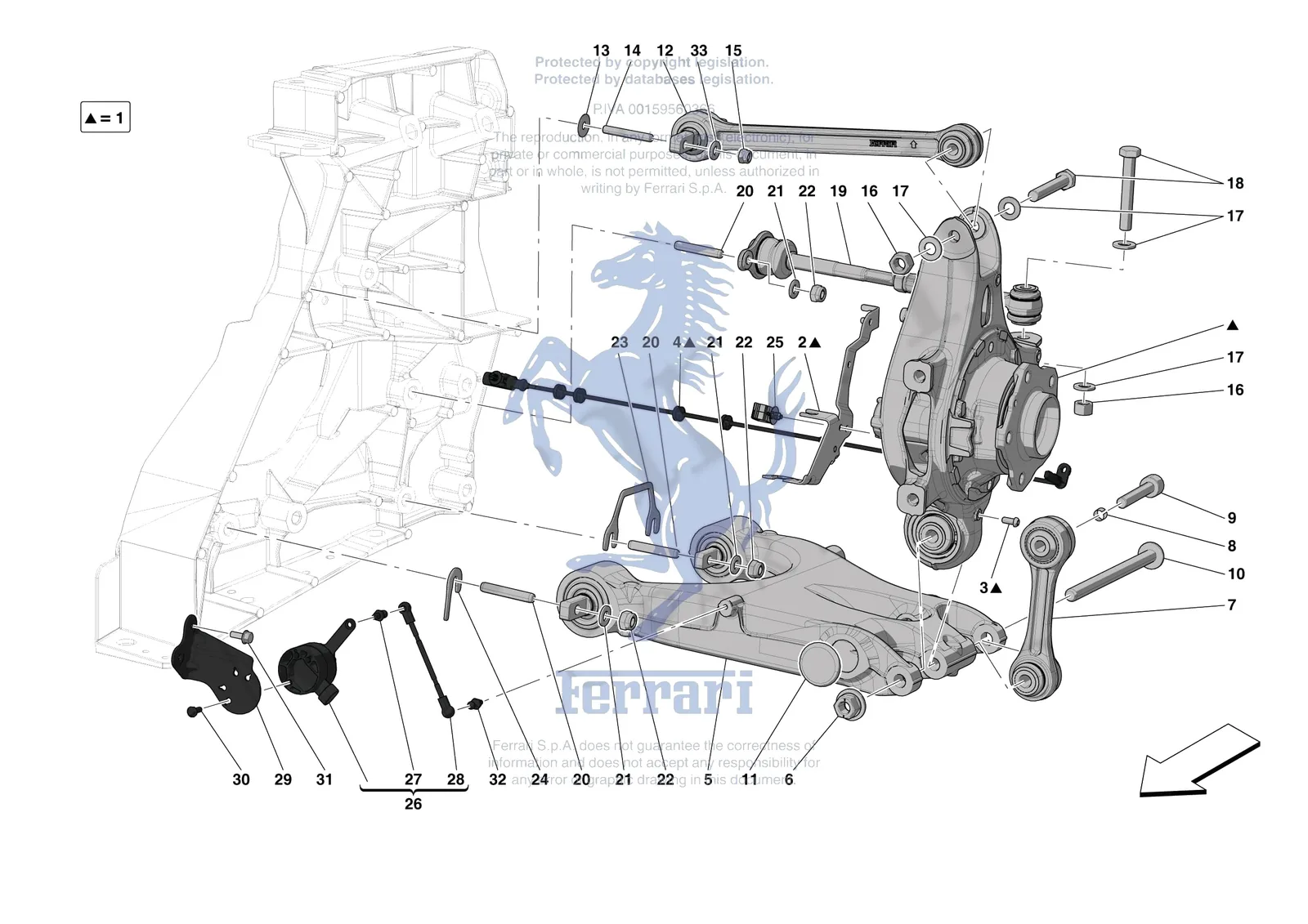Ferrari F8 Spider [MECHANICAL SYSTEM] - D.27.02 - REAR SUSPENSION - ARMS exploded diagram