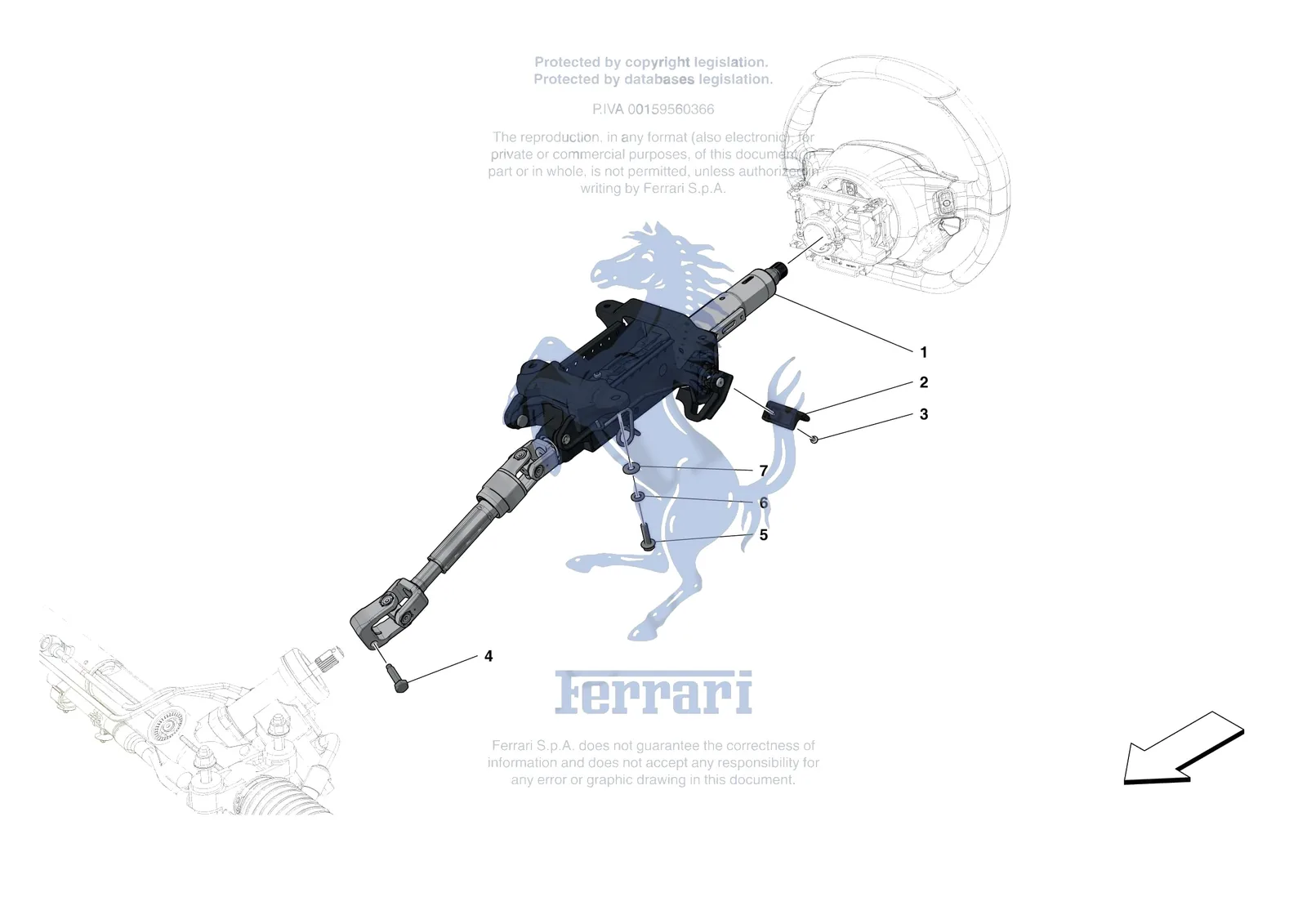 Ferrari F8 Spider [MECHANICAL SYSTEM] - D.30.01 - STEERING WHEEL AND STEERING SYSTEM - STEERING COLUMN exploded diagram