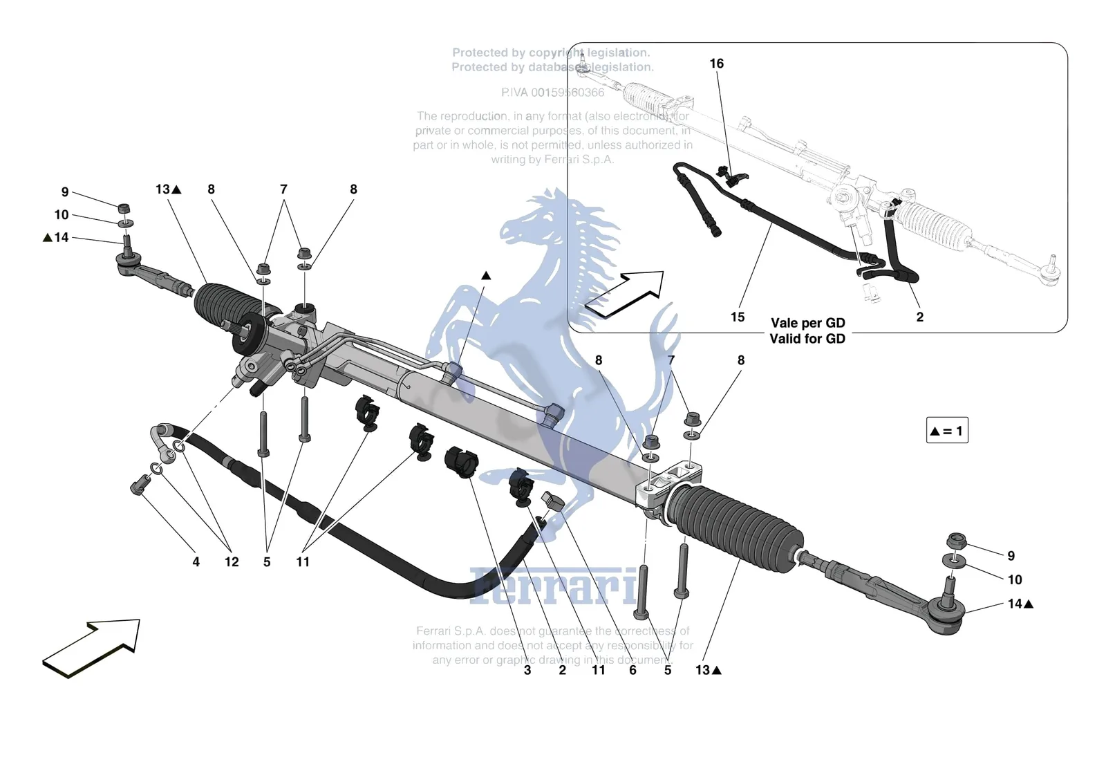 Ferrari F8 Spider [MECHANICAL SYSTEM] - D.31 - STEERING BOX exploded diagram