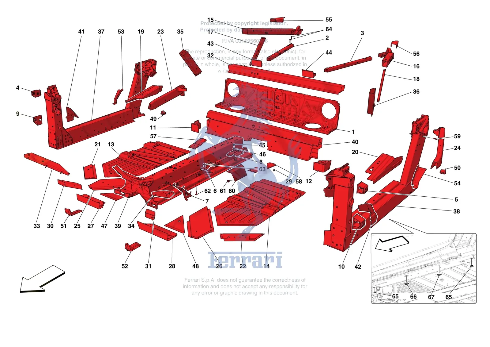 Ferrari F8 Spider [VEHICLE TRIM] - E.01.02 - STRUCTURES AND ELEMENTS CENTRE OF VEHICLE exploded diagram