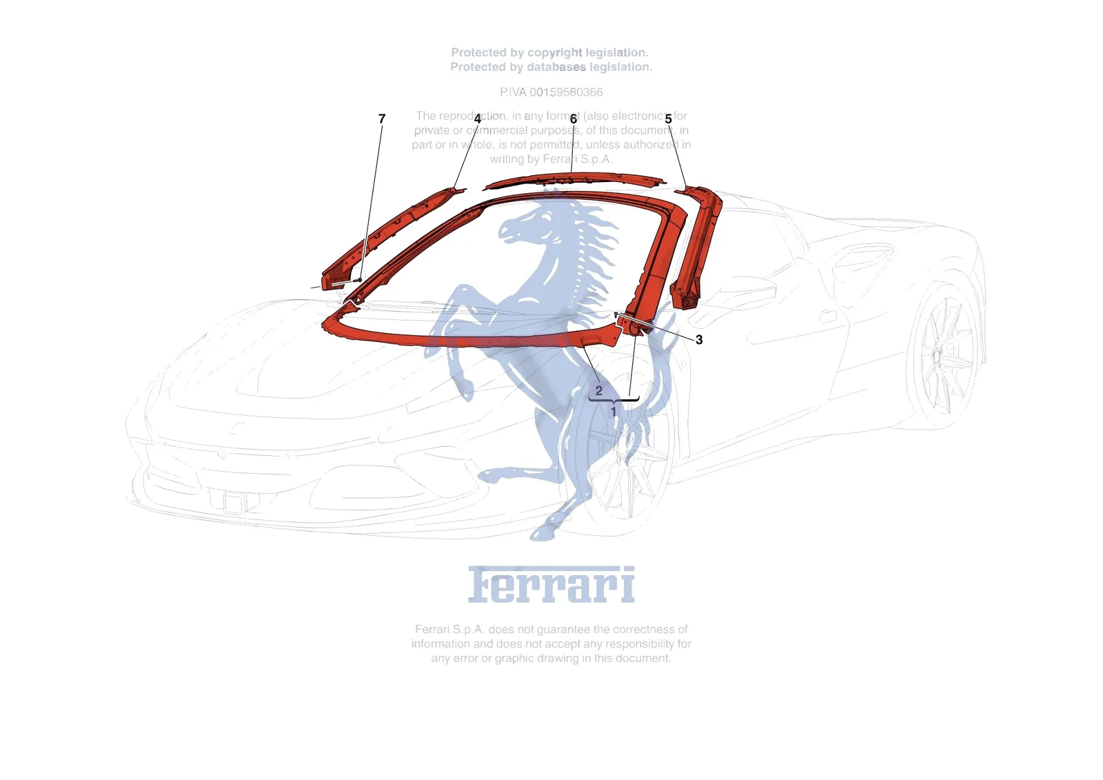 Ferrari F8 Spider [VEHICLE TRIM] - E.3 - ROOF PANEL exploded diagram