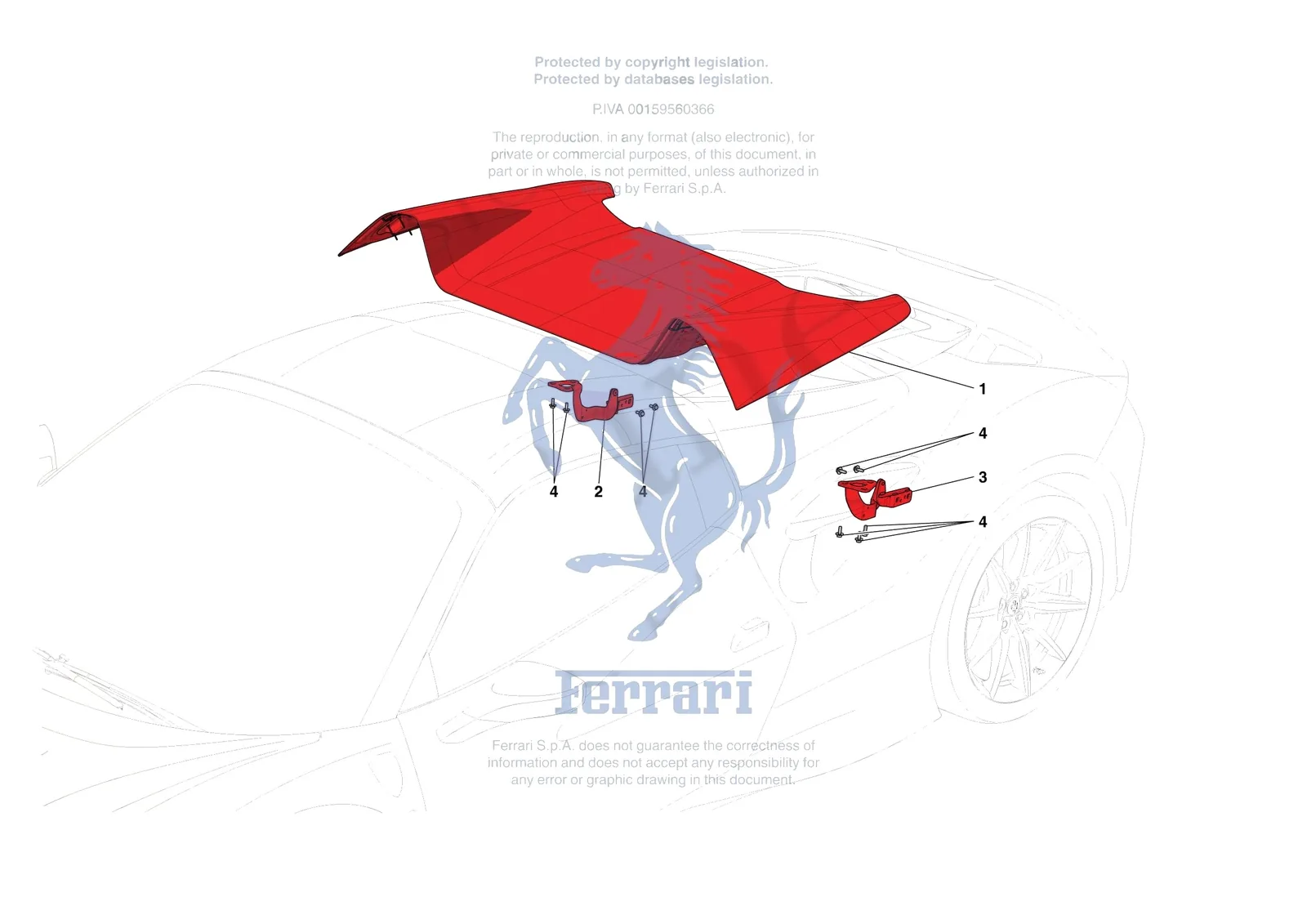 Ferrari F8 Spider [VEHICLE TRIM] - E.4 - TONNEAU COVER exploded diagram