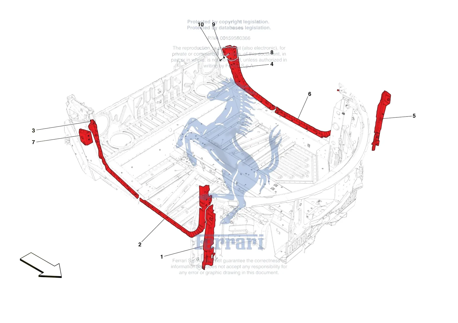 Ferrari F8 Spider [VEHICLE TRIM] - E.6 - LATERAL SUBSTRUCTURE exploded diagram
