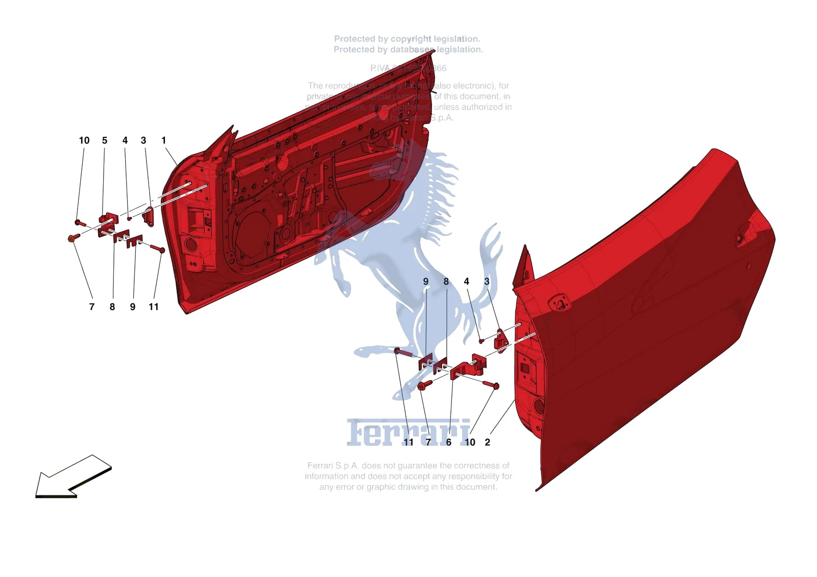 Ferrari F8 Spider [VEHICLE TRIM] - E.8 - FRONT DOOR SUBSTRUCTURE exploded diagram