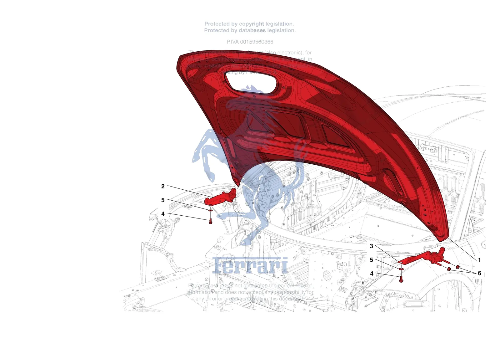 Ferrari F8 Spider [VEHICLE TRIM] - E.9 - FRONT LID SUBSTRUCTURE exploded diagram