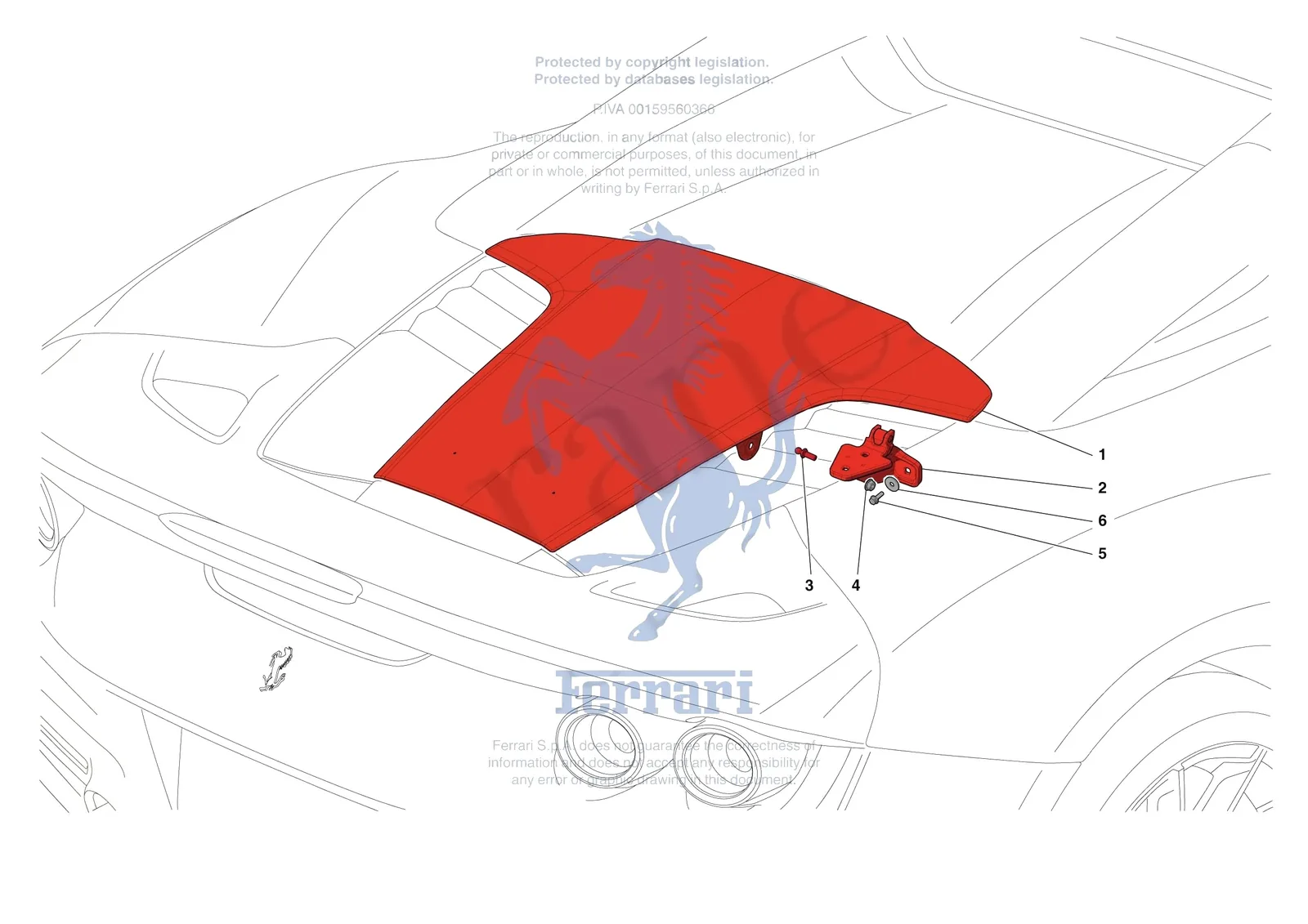 Ferrari F8 Spider [VEHICLE TRIM] - E.10 - REAR LID SUBSTRUCTURE exploded diagram
