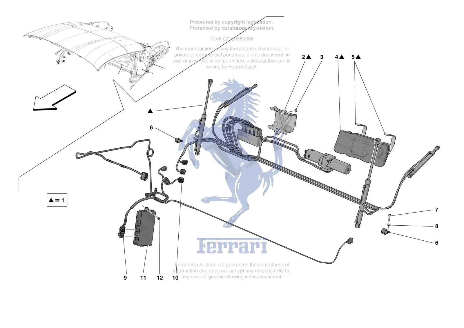 Ferrari F8 Spider [VEHICLE TRIM] - E.13.04 - ROOF - HYDRAULICS exploded diagram