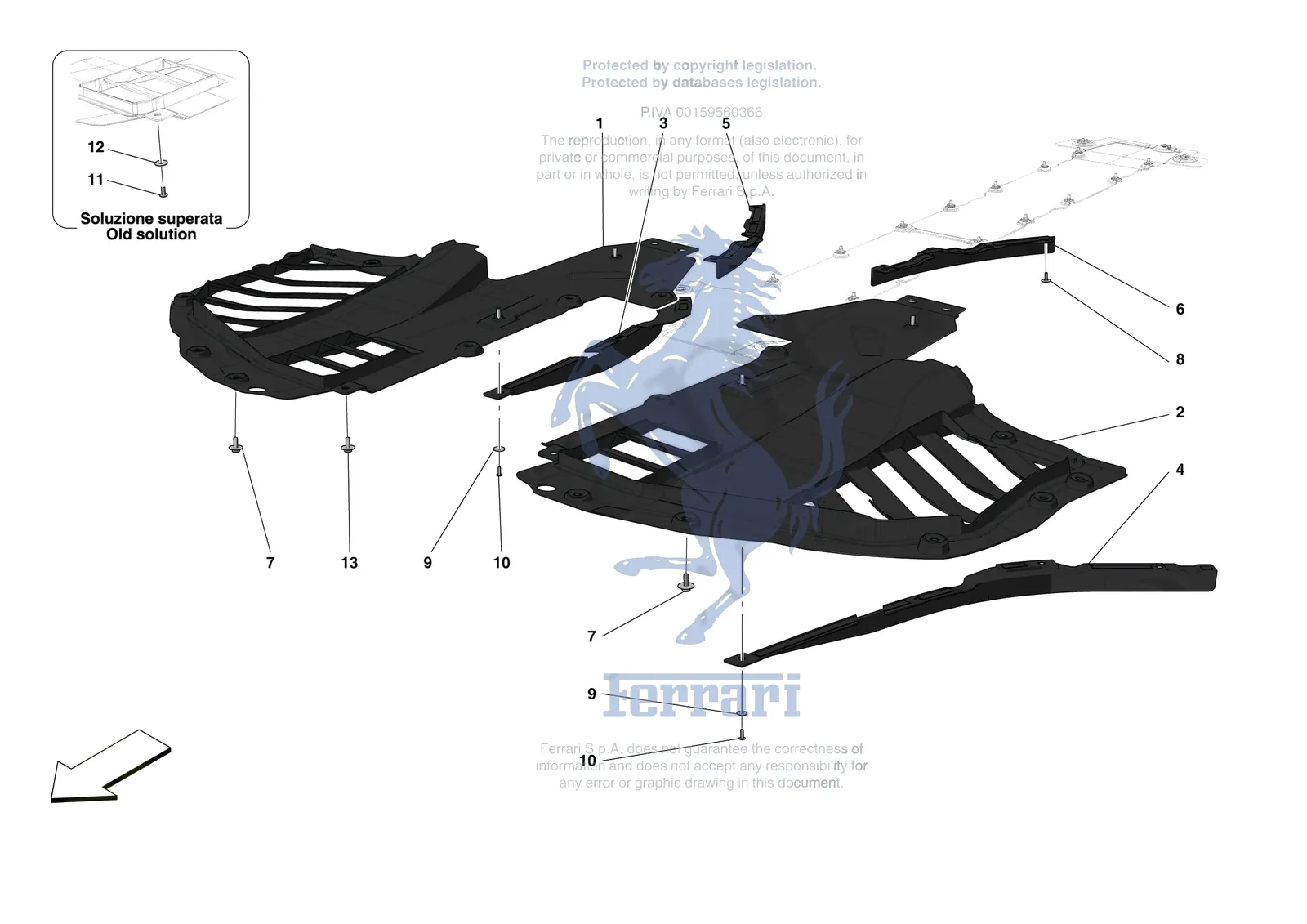 Ferrari F8 Spider [VEHICLE TRIM] - E.14 - FRONT SHIELDS exploded diagram