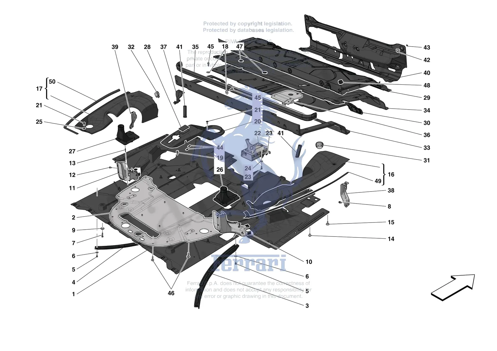 Ferrari F8 Spider [VEHICLE TRIM] - E.16 - REAR SHIELDS exploded diagram