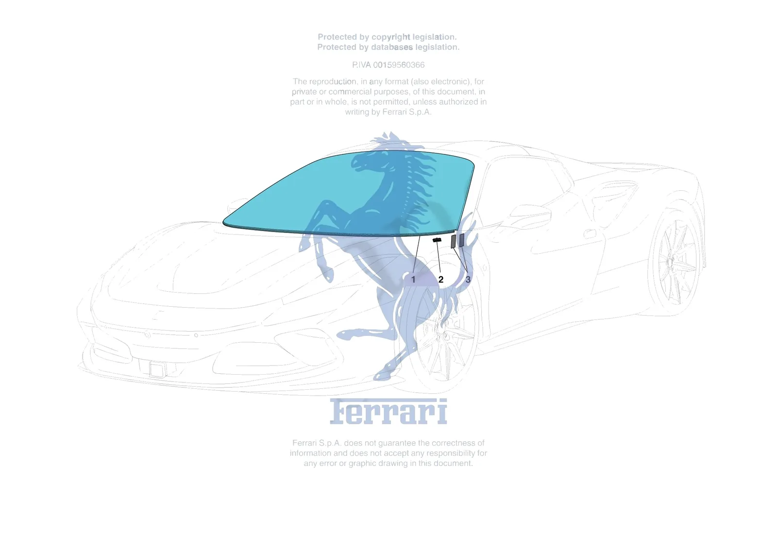 Ferrari F8 Spider [VEHICLE TRIM] - E.25 - WINDSCREEN exploded diagram
