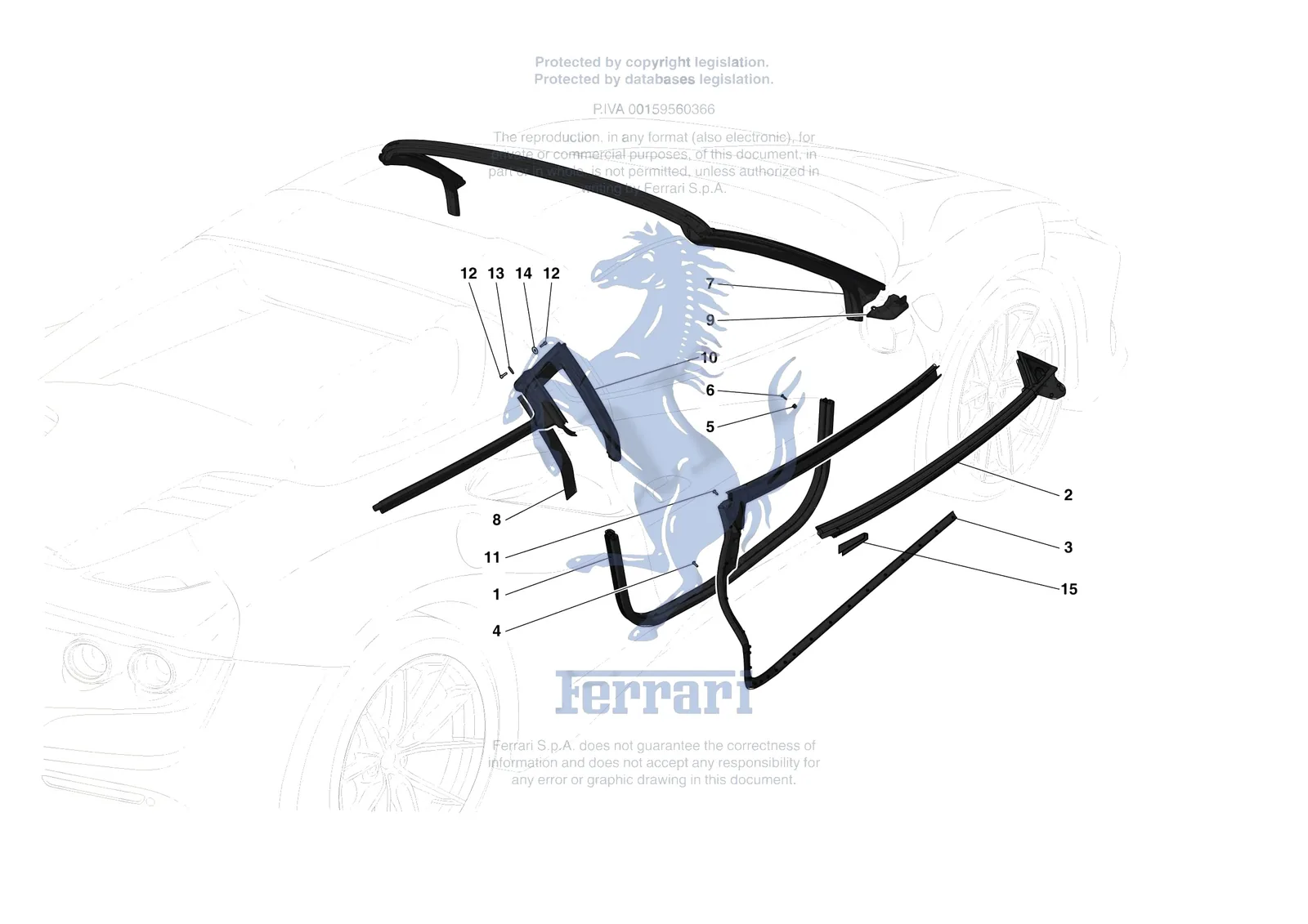 Ferrari F8 Spider [VEHICLE TRIM] - E.32 - DOOR SEALS exploded diagram
